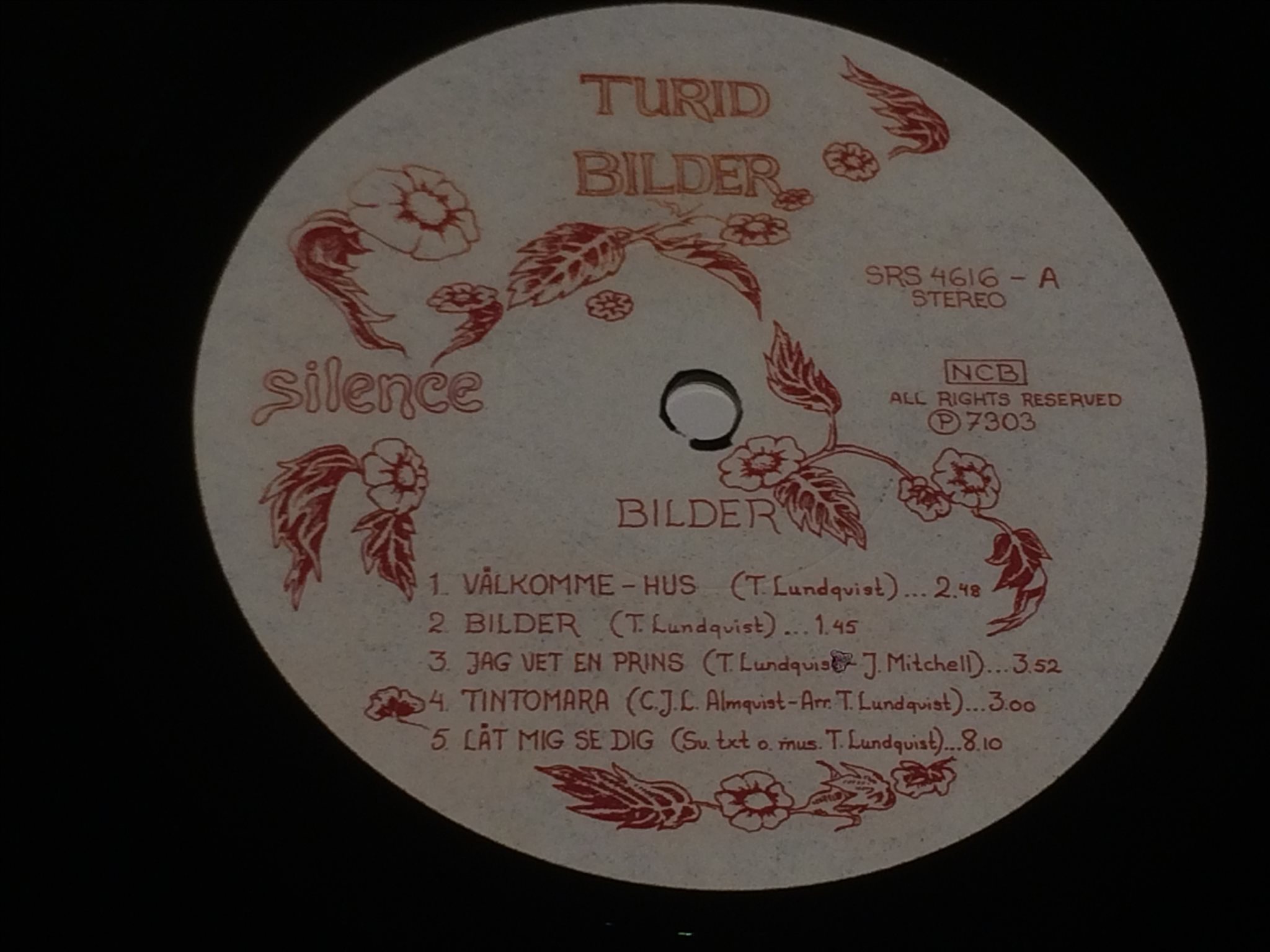 Omslagsbild för skivan TURID bilder LP -73 Swe SILENCE SRS 4616 rare promo insert 