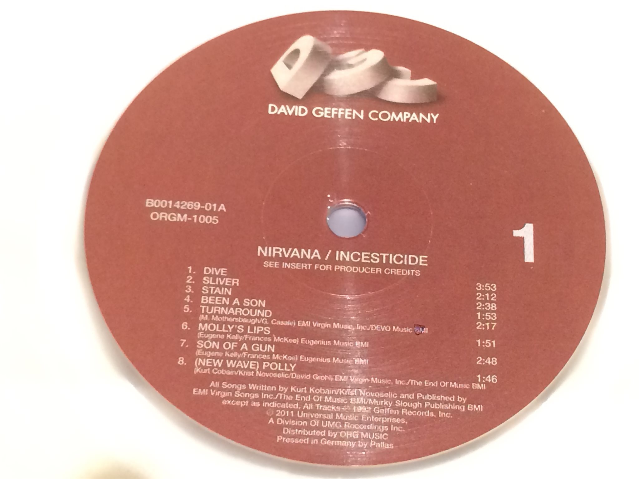 Omslagsbild för skivan NIRVANA incesticide LP -92/2011 US ORG MUSIC ORGM-1005 clear vinyl LTD