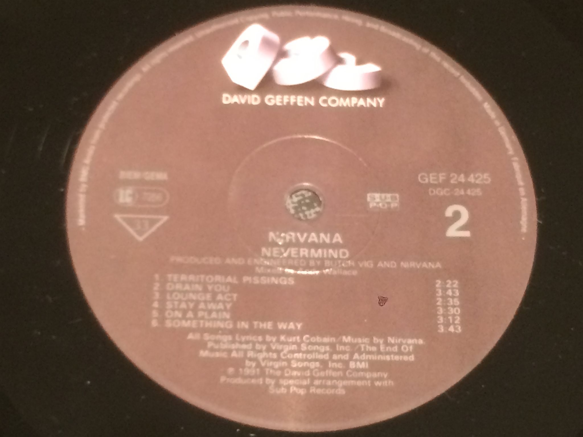 Omslagsbild för skivan NIRVANA nevermind LP -91 Ger GEFFEN GEF 24425 grunge classic!!!