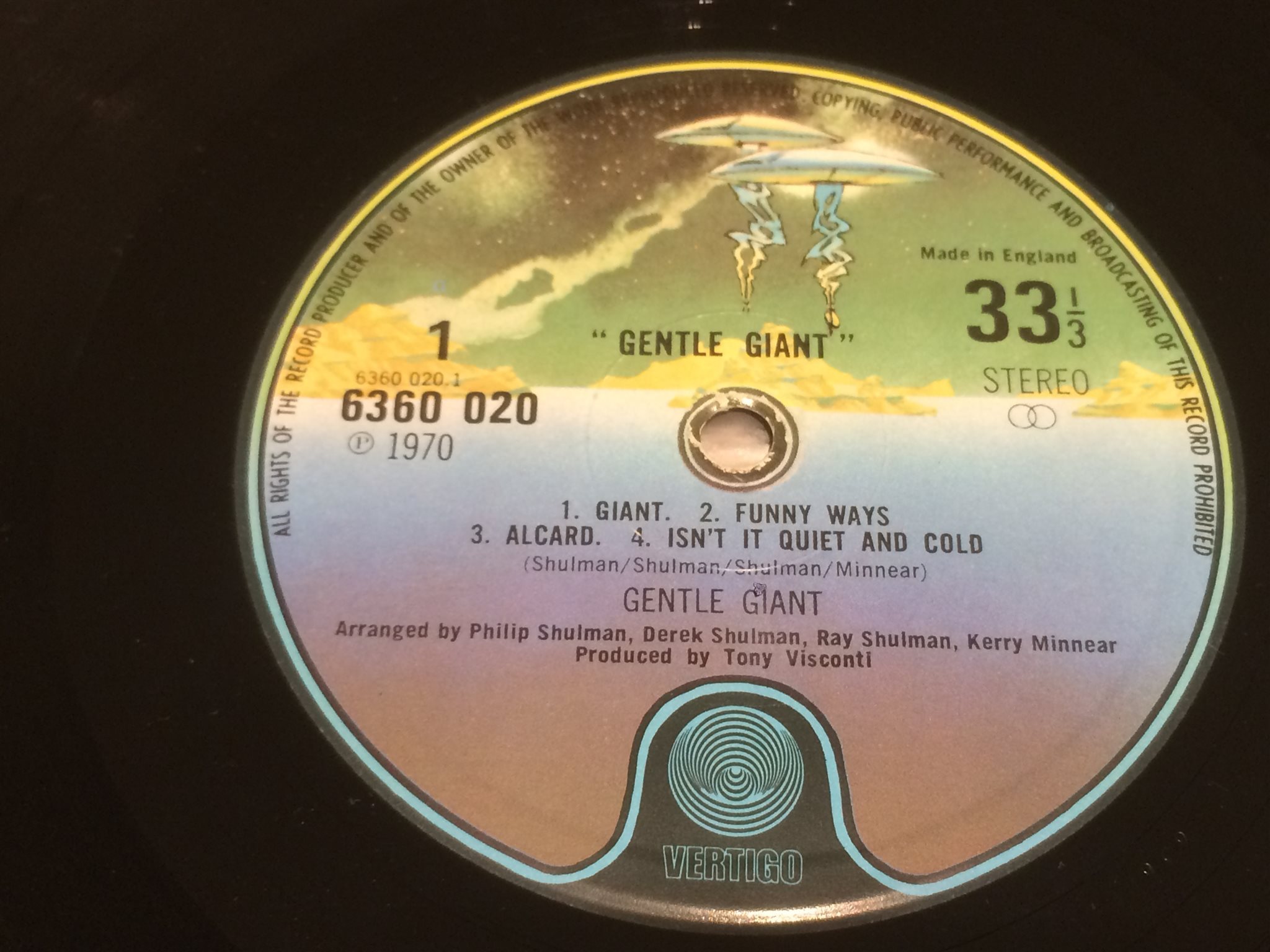 Omslagsbild för skivan GENTLE GIANT s/t  LP -70 UK VERTIGO spaceship 6360 020