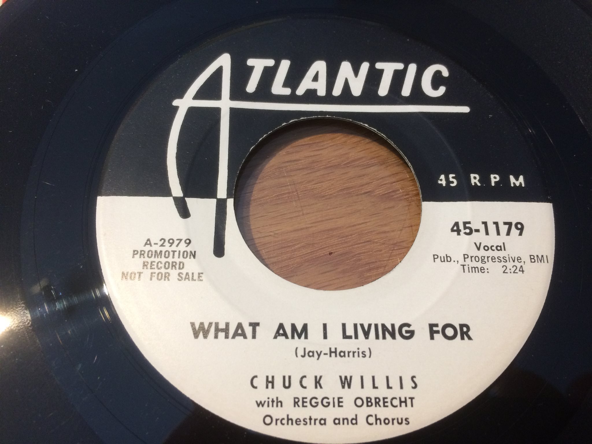 Omslagsbild för skivan CHUCK WILLIS what am I living for 45 US promo ATLANTIC 45-1179