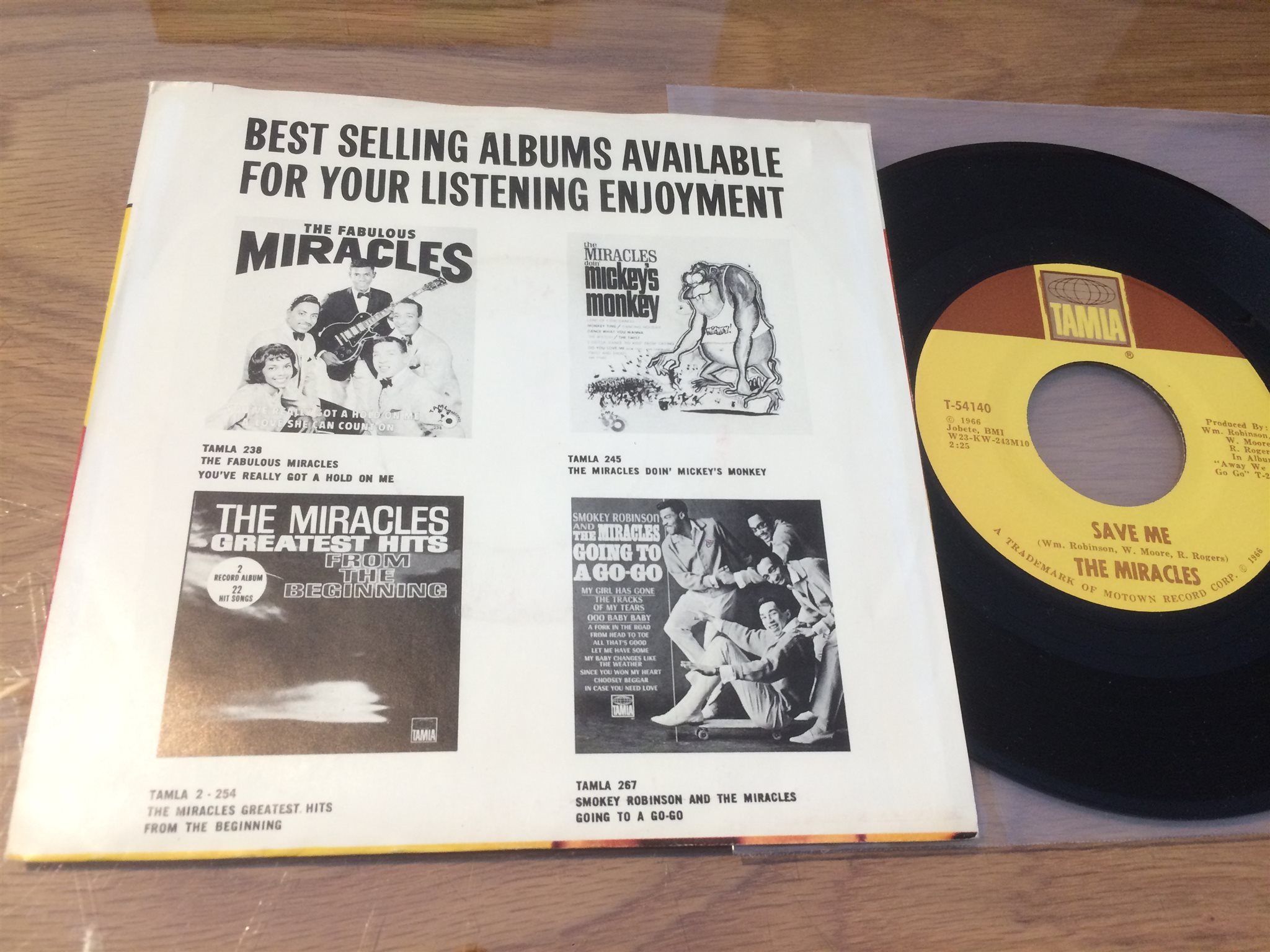 Omslagsbild för skivan THE MIRACLES I'm the one you need 45 US -66 TAMLA T-54140