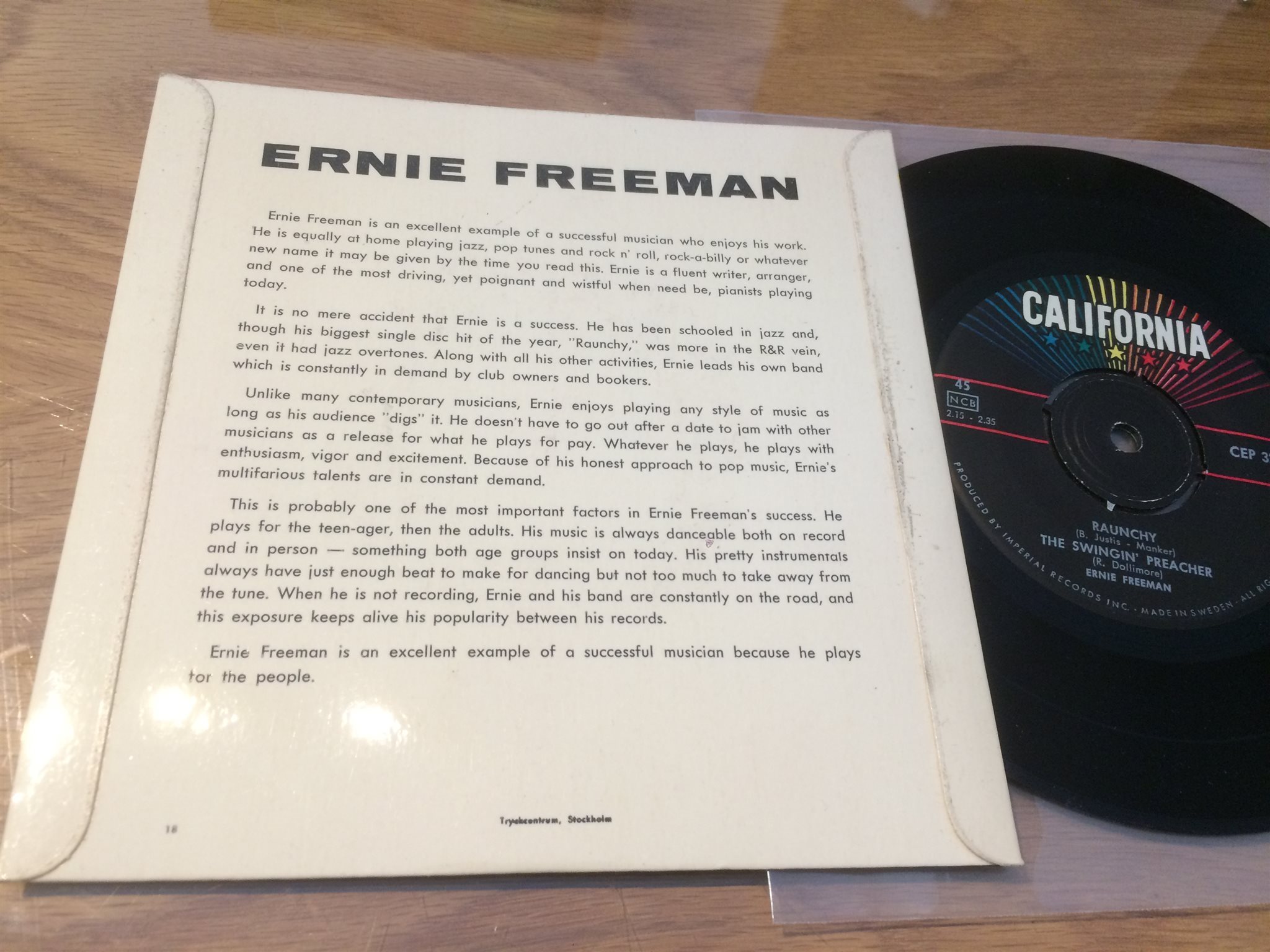 Omslagsbild för skivan ERNIE FREEMAN warsaw concerto 45 EP Swe CALIFORNIA CEP 329
