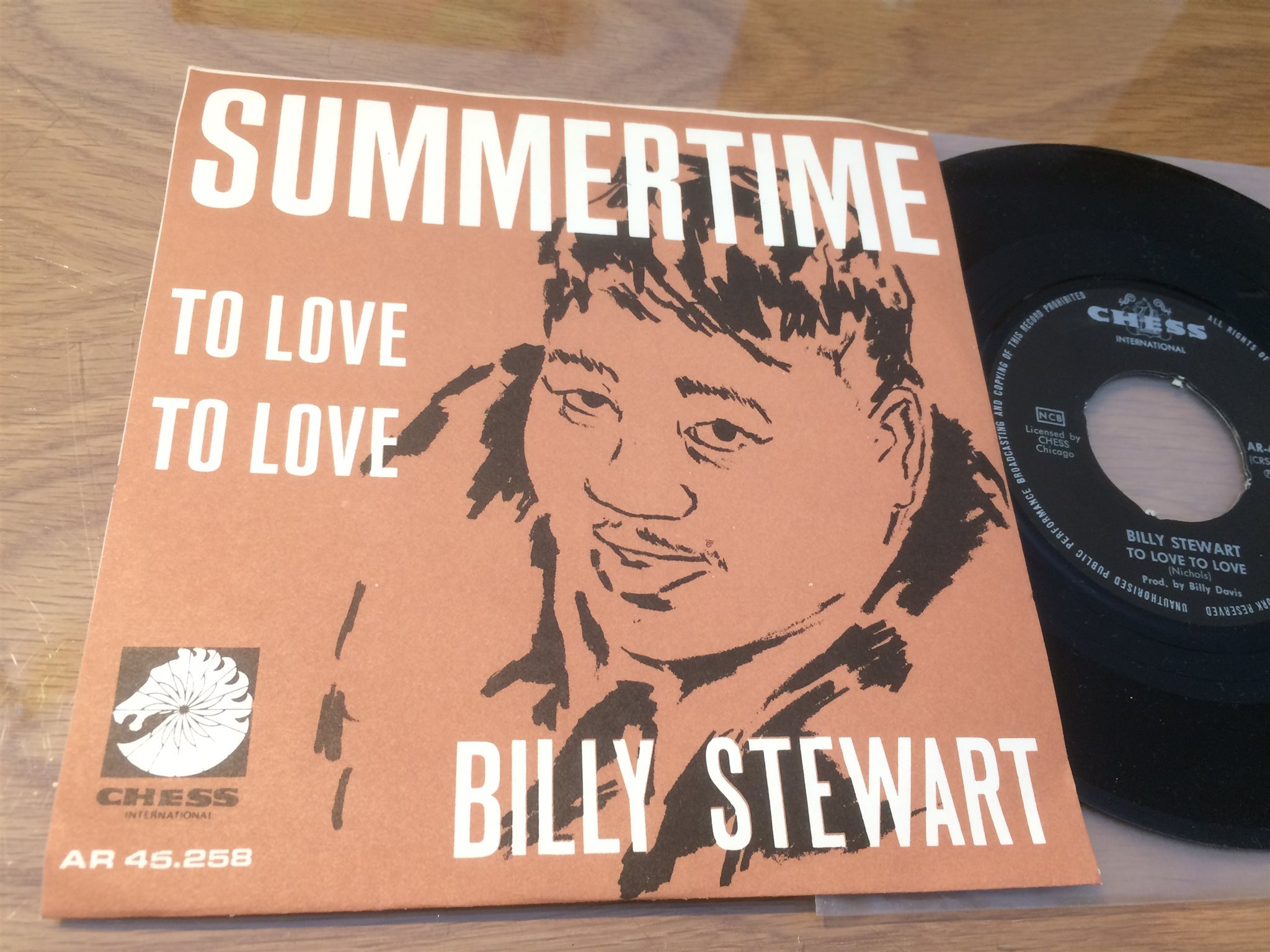 Omslagsbild för skivan BILLY STEWART summertime 45 Swe CHESS AR 45.258 rare!