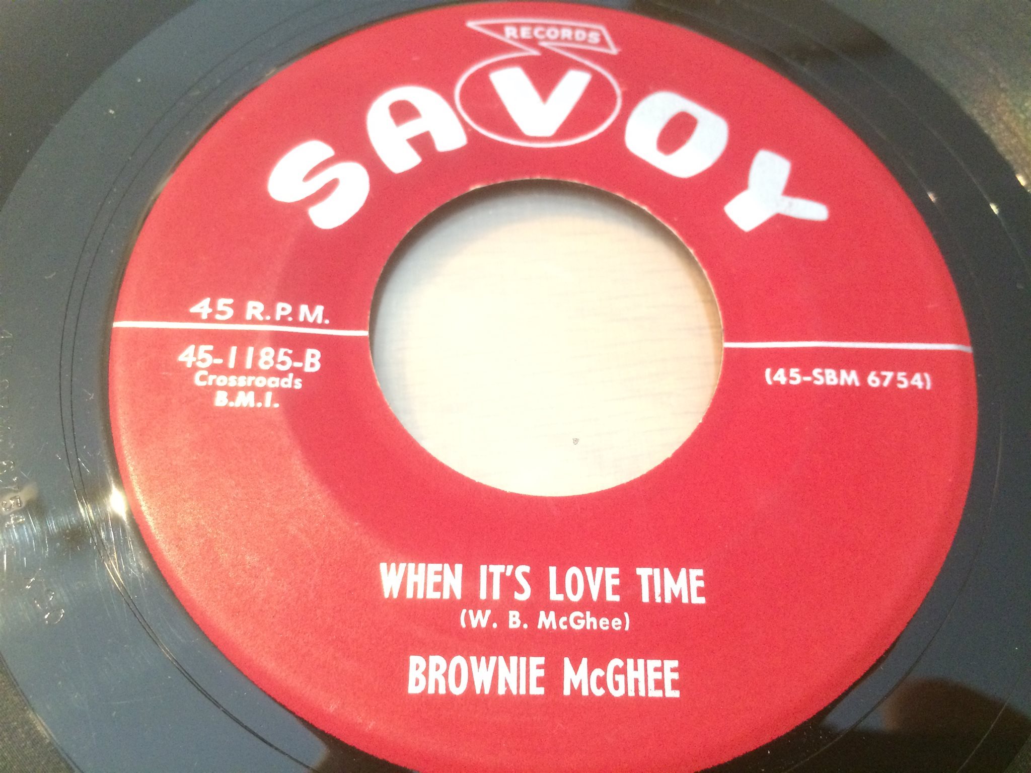 Omslagsbild för skivan BROWNIE McGHEE my fault 45 US 1956 SAVOY 45-1185 blues RARE!