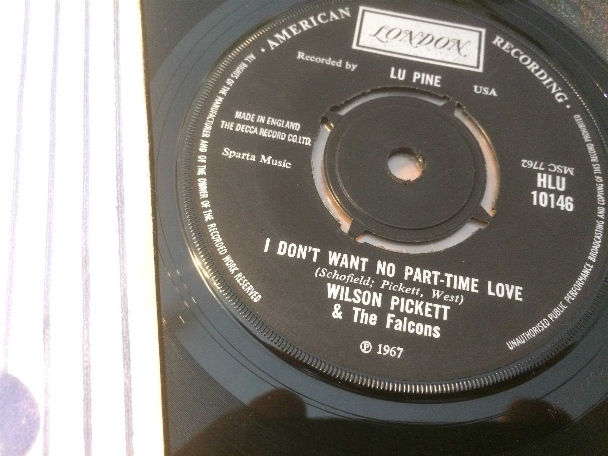 Omslagsbild för skivan WILSON PICKETT & THE FALCONS Billy the kid 45 UK -67 LONDON HLU 10146