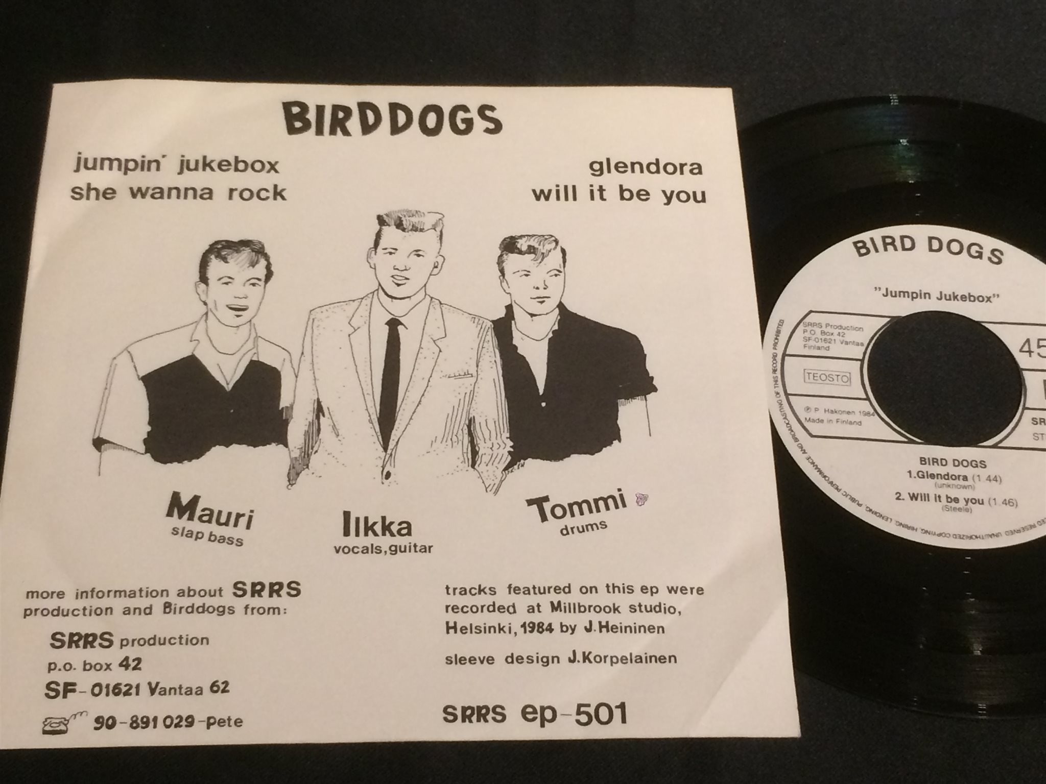 Omslagsbild för skivan BIRD DOGS jumpin' jukebox 45 -84 Finland SRRS EP-501