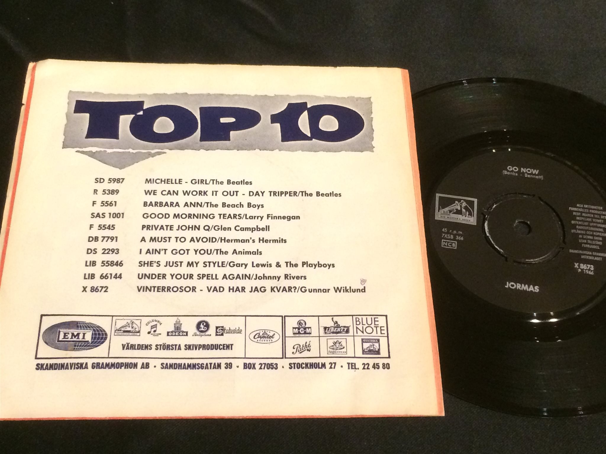 Omslagsbild för skivan JORMAS please please please 45 -66 Swe HMV X 8673 very rare finnish beat