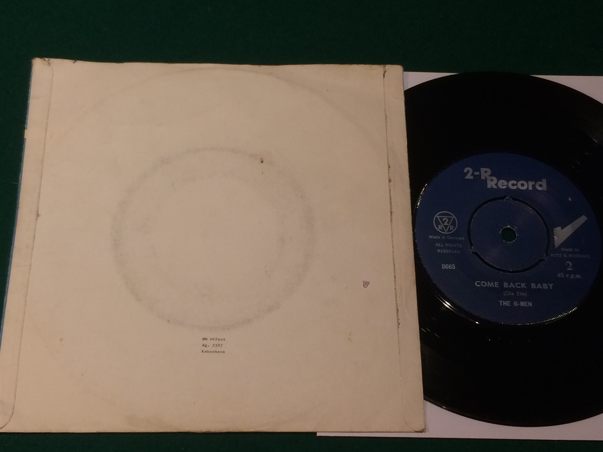 Omslagsbild för skivan THE G-MEN my love 45 -60s Denmark 2-R RECORD 8665