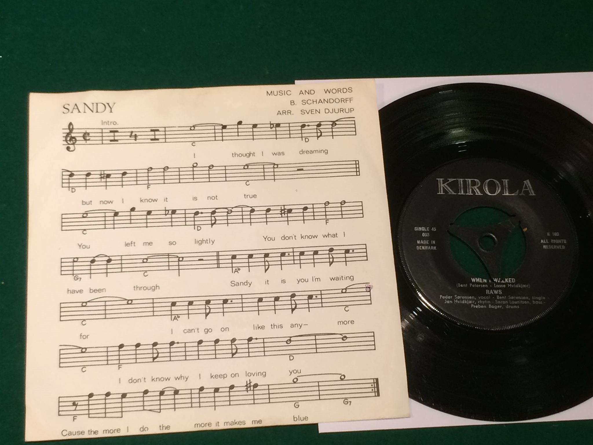 Omslagsbild för skivan THE EAGLES Sandy 45 -60s Denmark KIROLA K103/4 