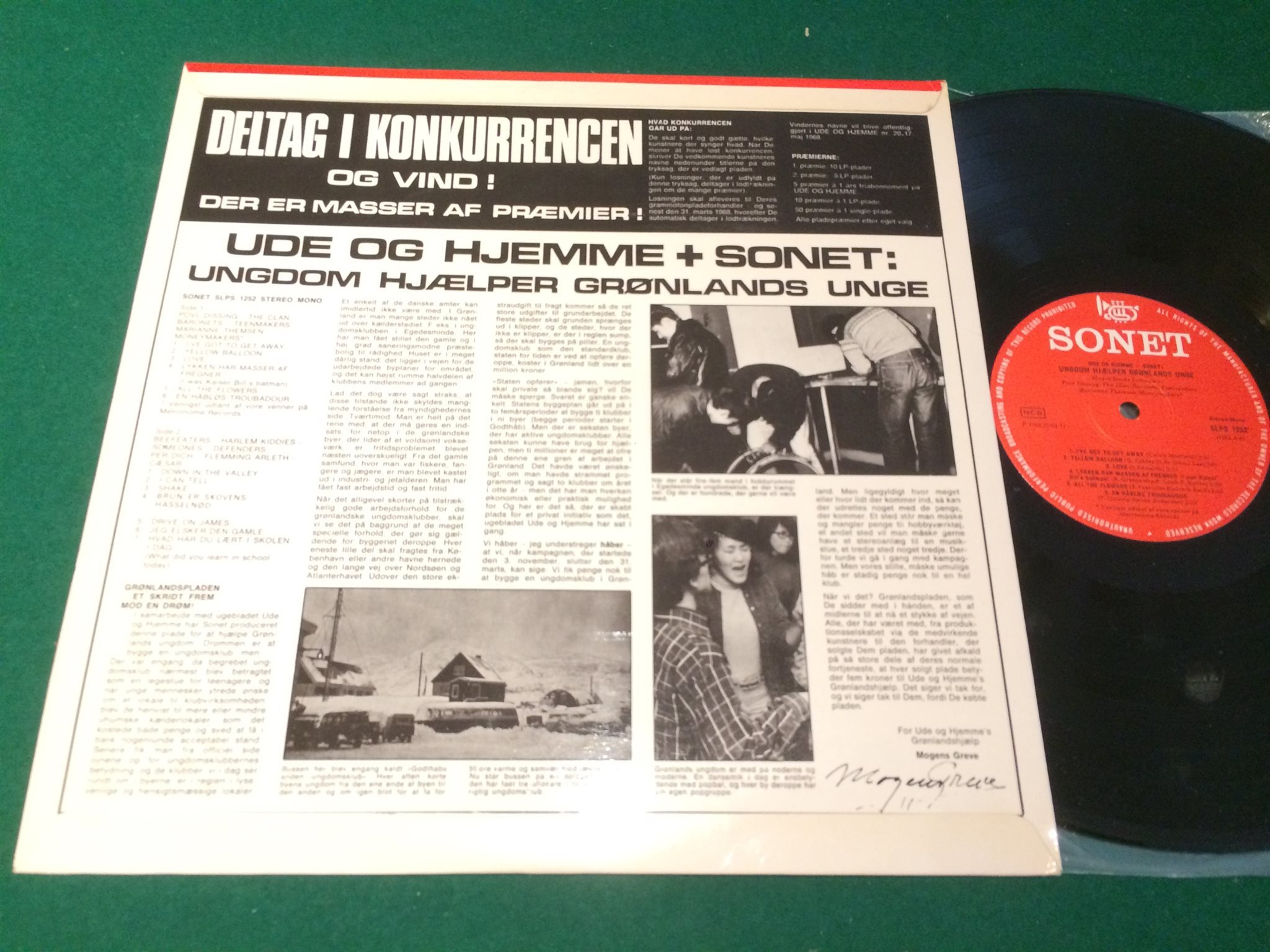 Omslagsbild för skivan V/A UNGDOM HJAELPER beefeaters ... LP -68 Denmark SONET SLPS 1252