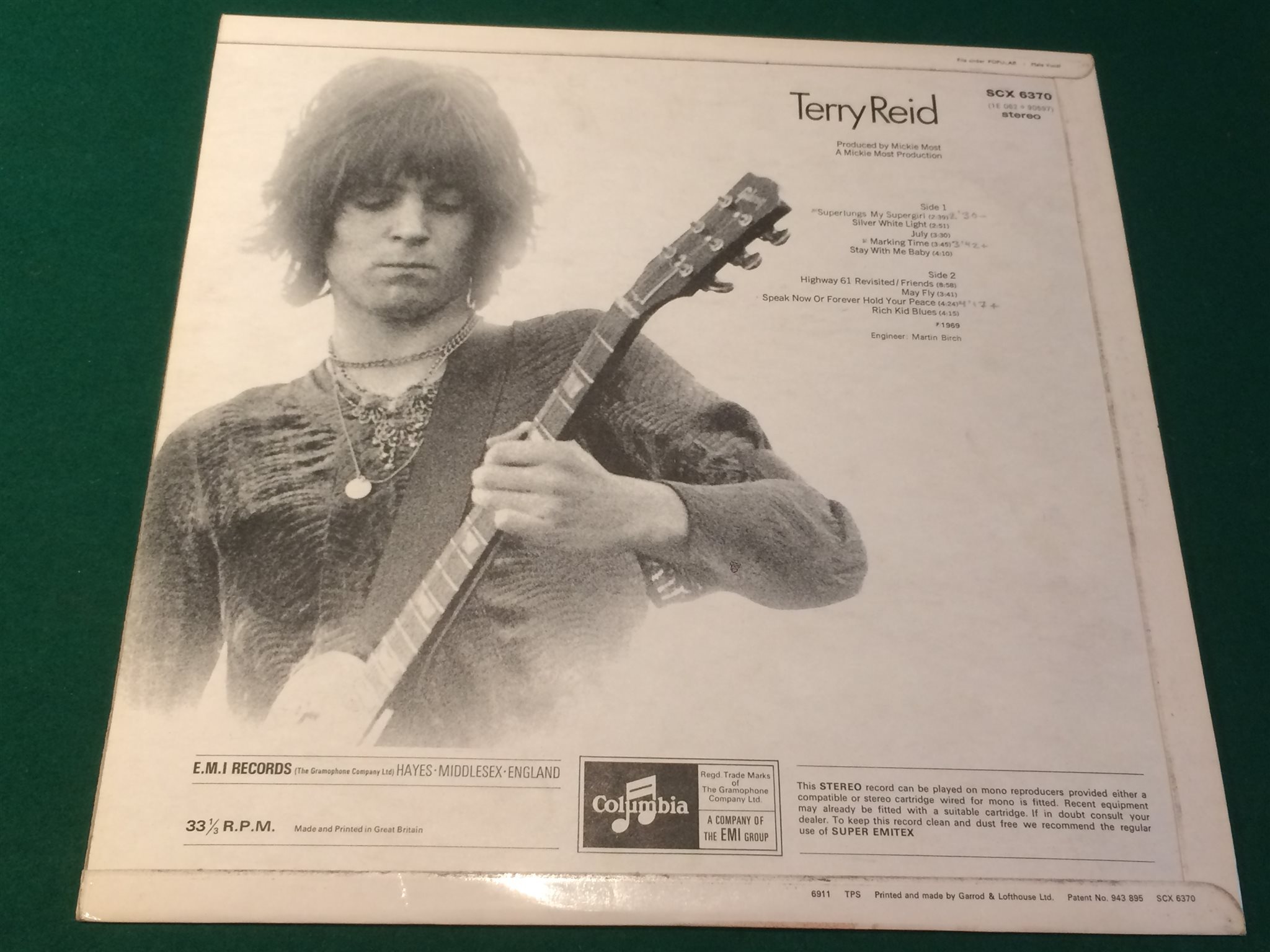 Omslagsbild för skivan TERRY REID s/t LP -69 UK COLUMBIA SCX 6370