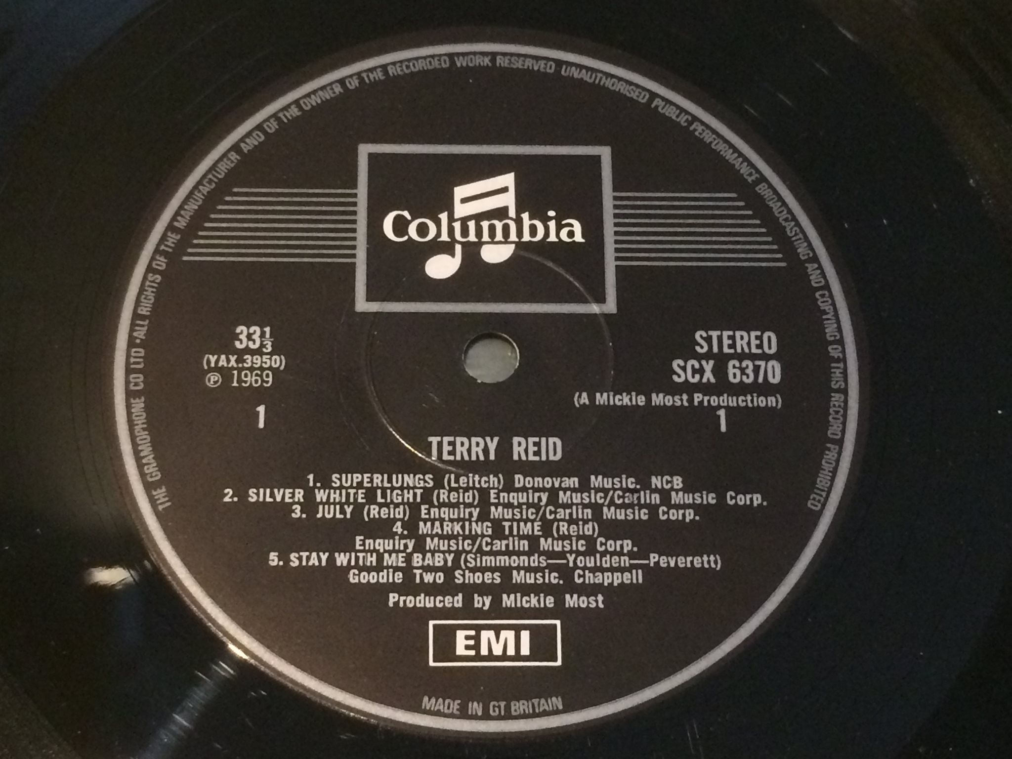 Omslagsbild för skivan TERRY REID s/t LP -69 UK COLUMBIA SCX 6370