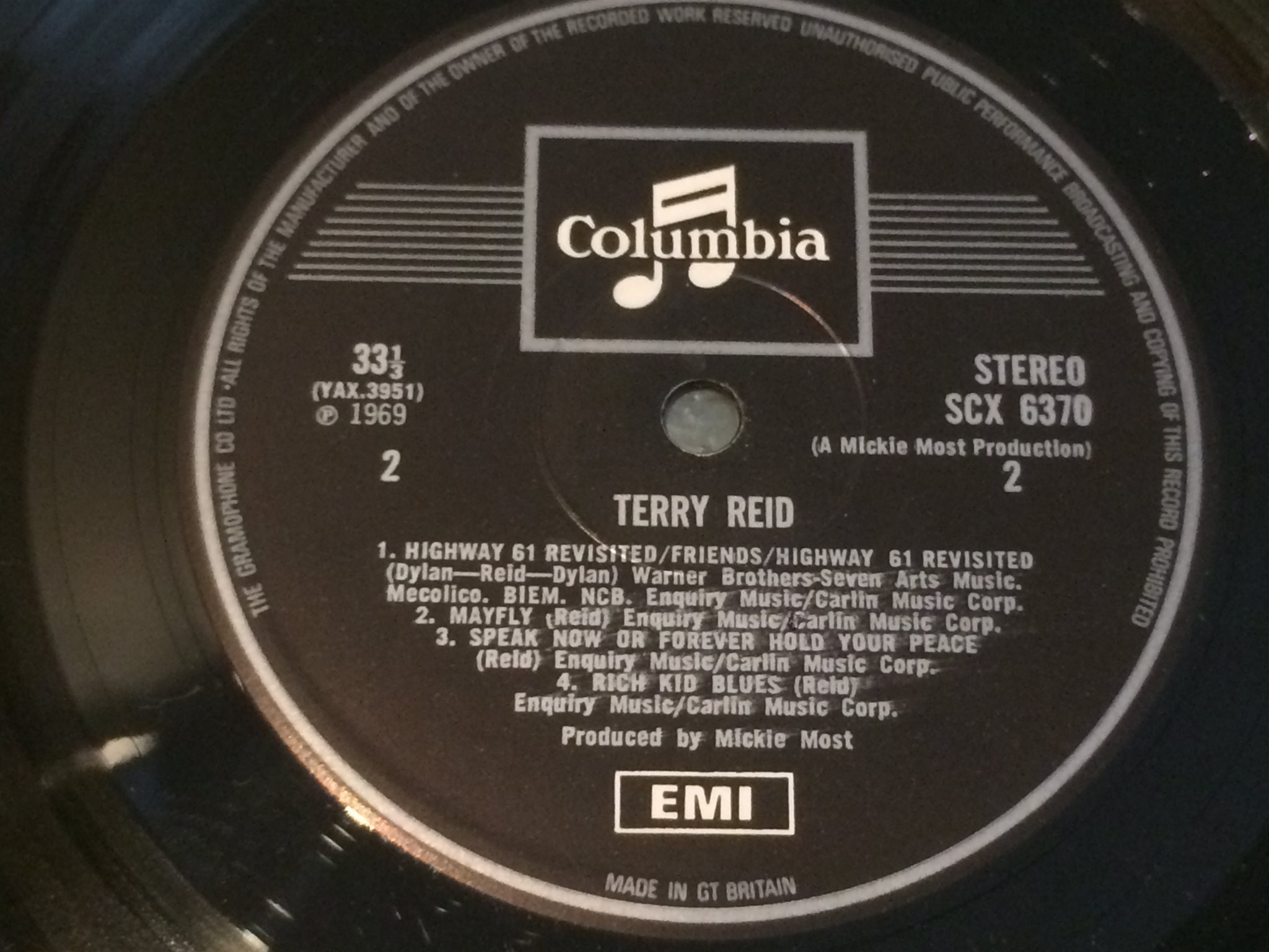 Omslagsbild för skivan TERRY REID s/t LP -69 UK COLUMBIA SCX 6370