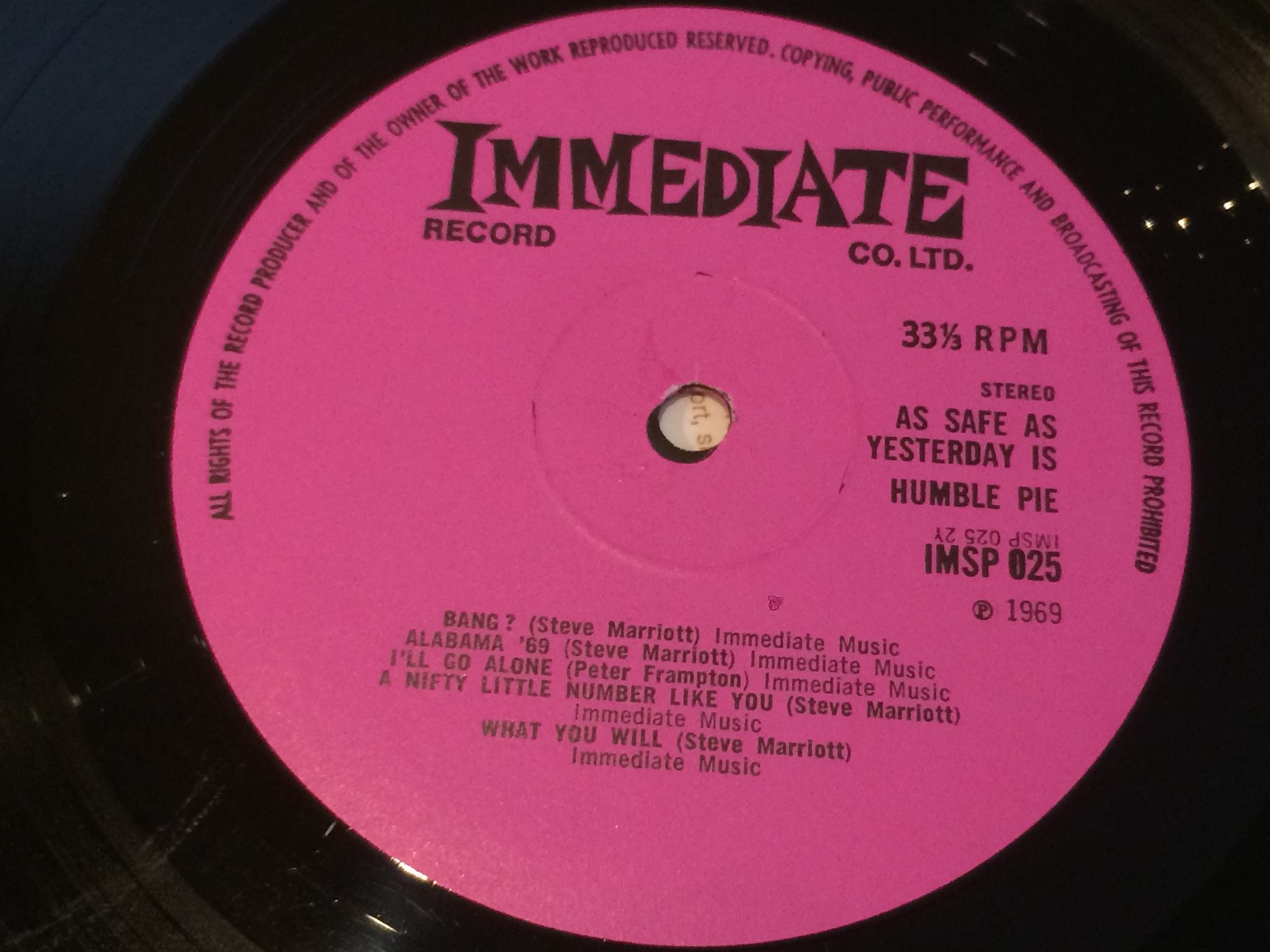 Omslagsbild för skivan HUMBLE PIE as safe as yesterday is LP -69 UK IMMEDIATE IMSP 025