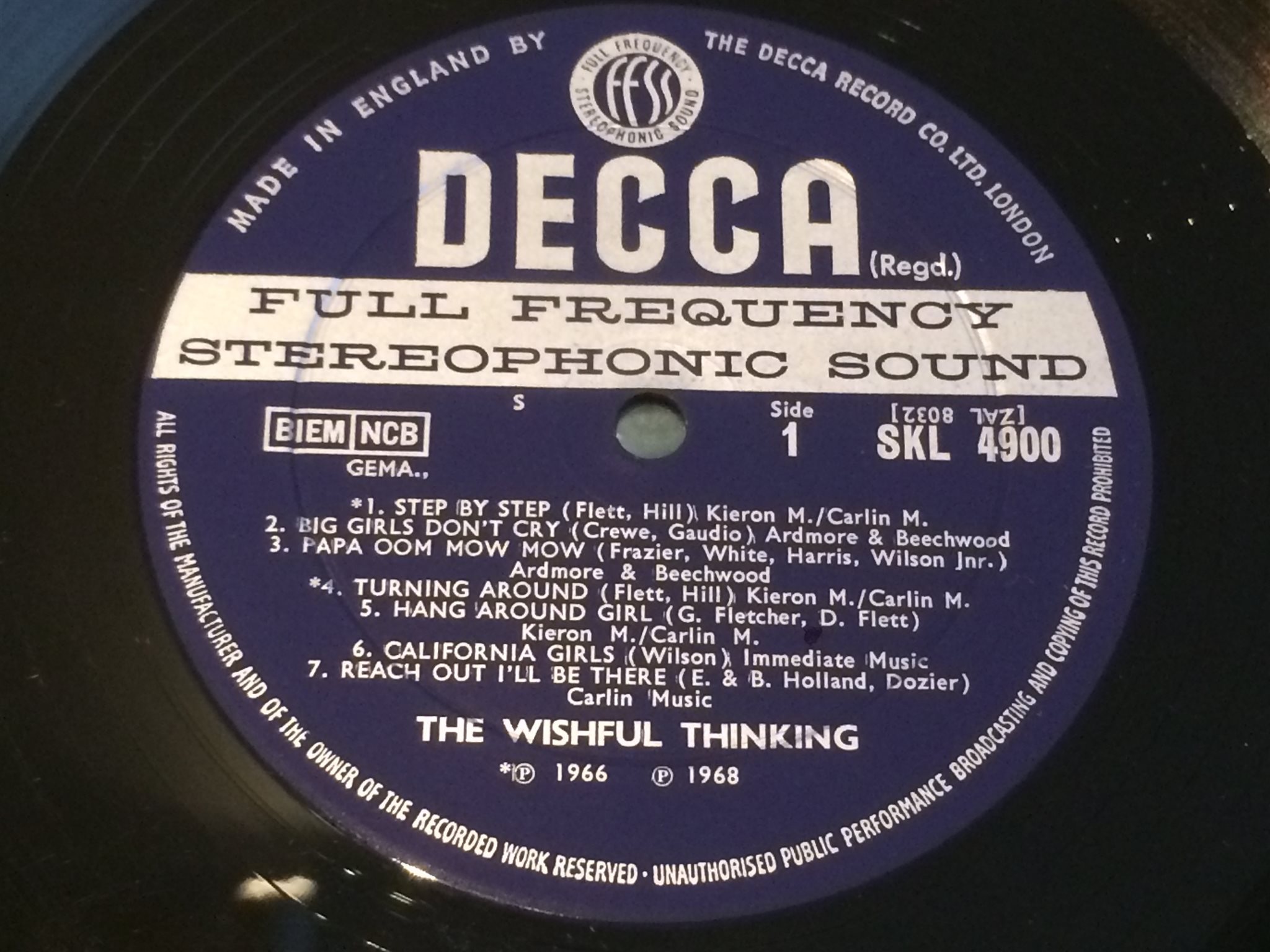 Omslagsbild för skivan THE WISHFUL THINKING live vol 1 LP -67 UK DECCA SKL 4900