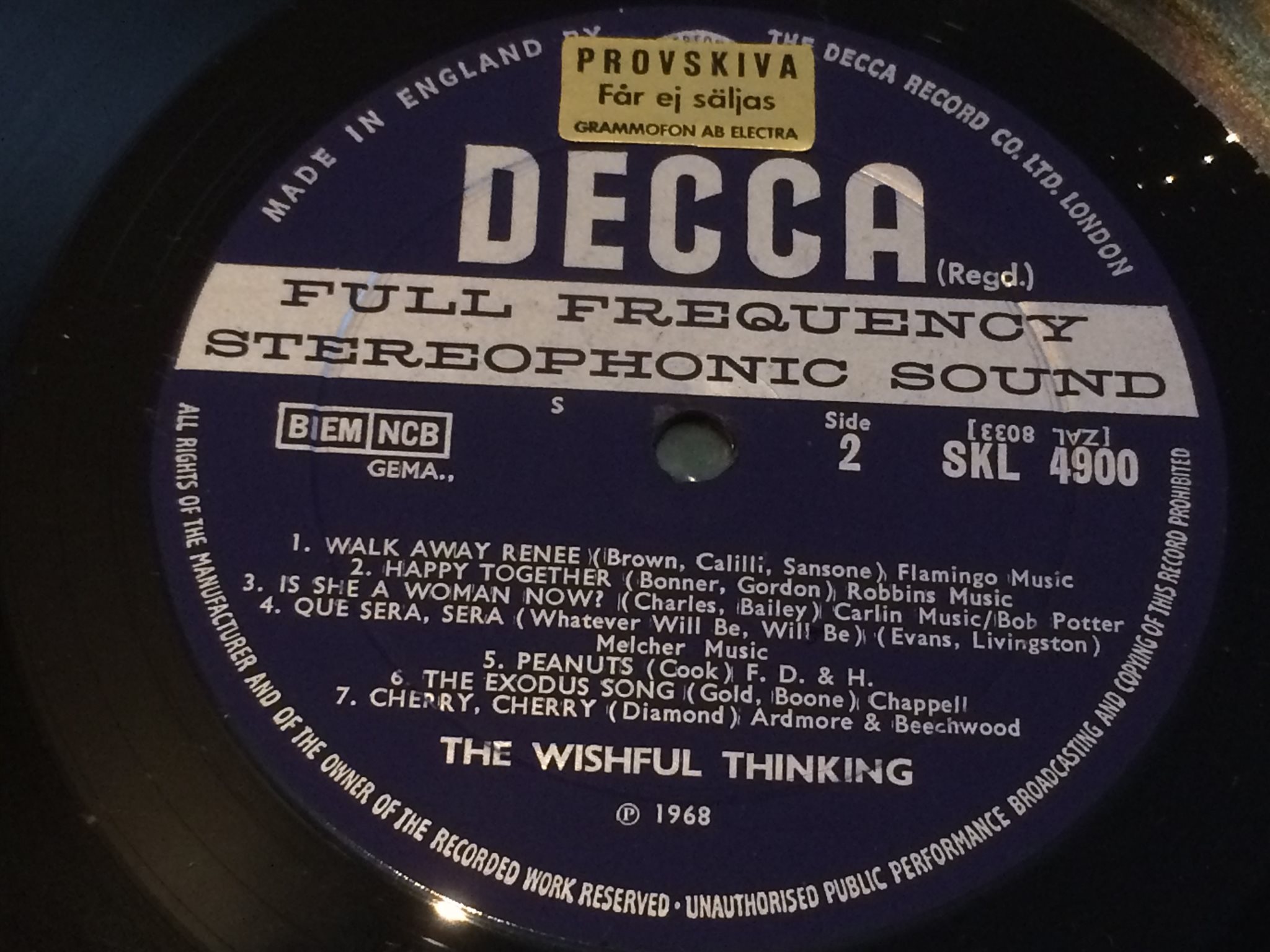 Omslagsbild för skivan THE WISHFUL THINKING live vol 1 LP -67 UK DECCA SKL 4900