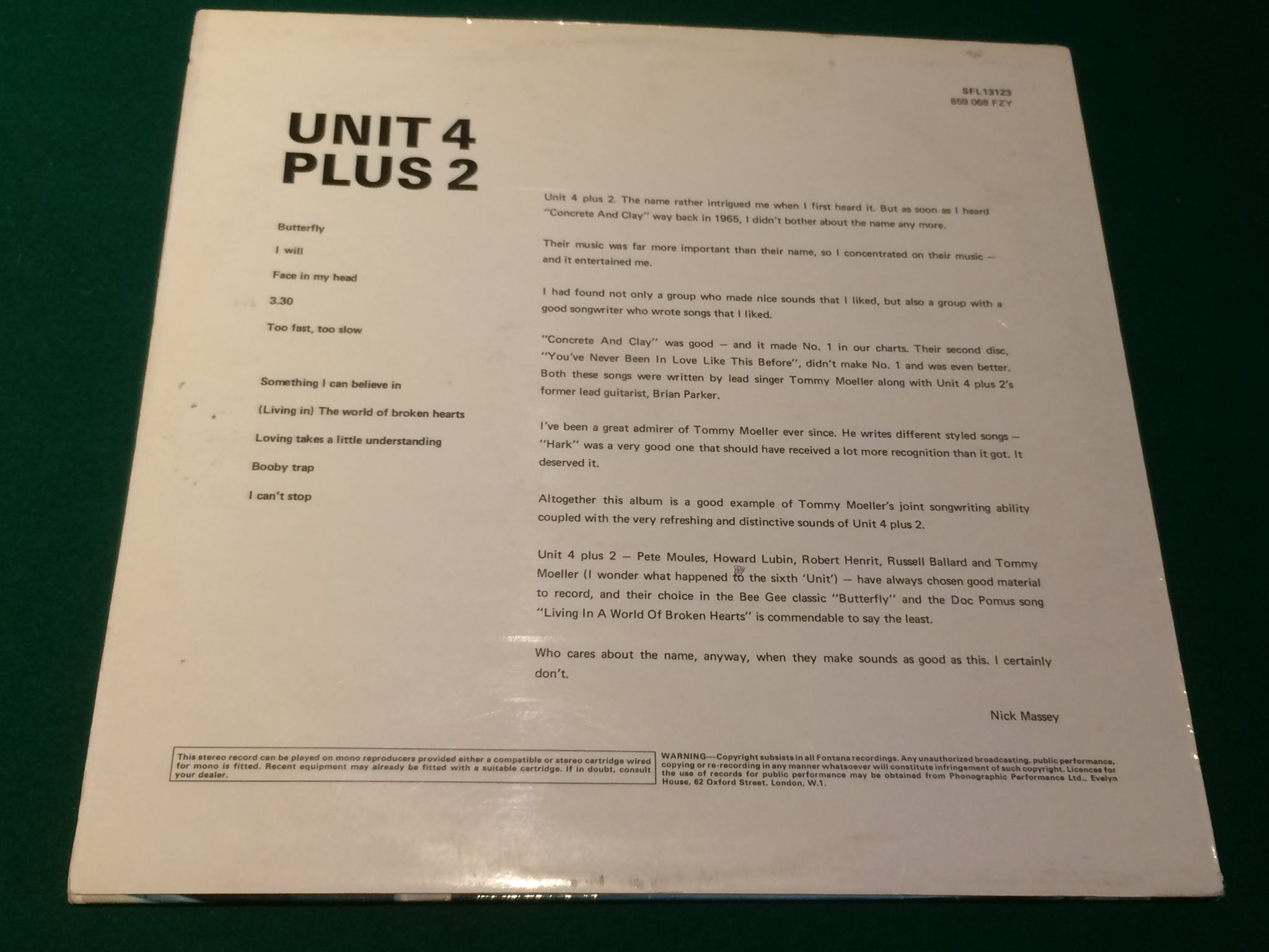 Omslagsbild för skivan UNIT 4 plus 2 LP 60s UK FONTANA SFL 13123