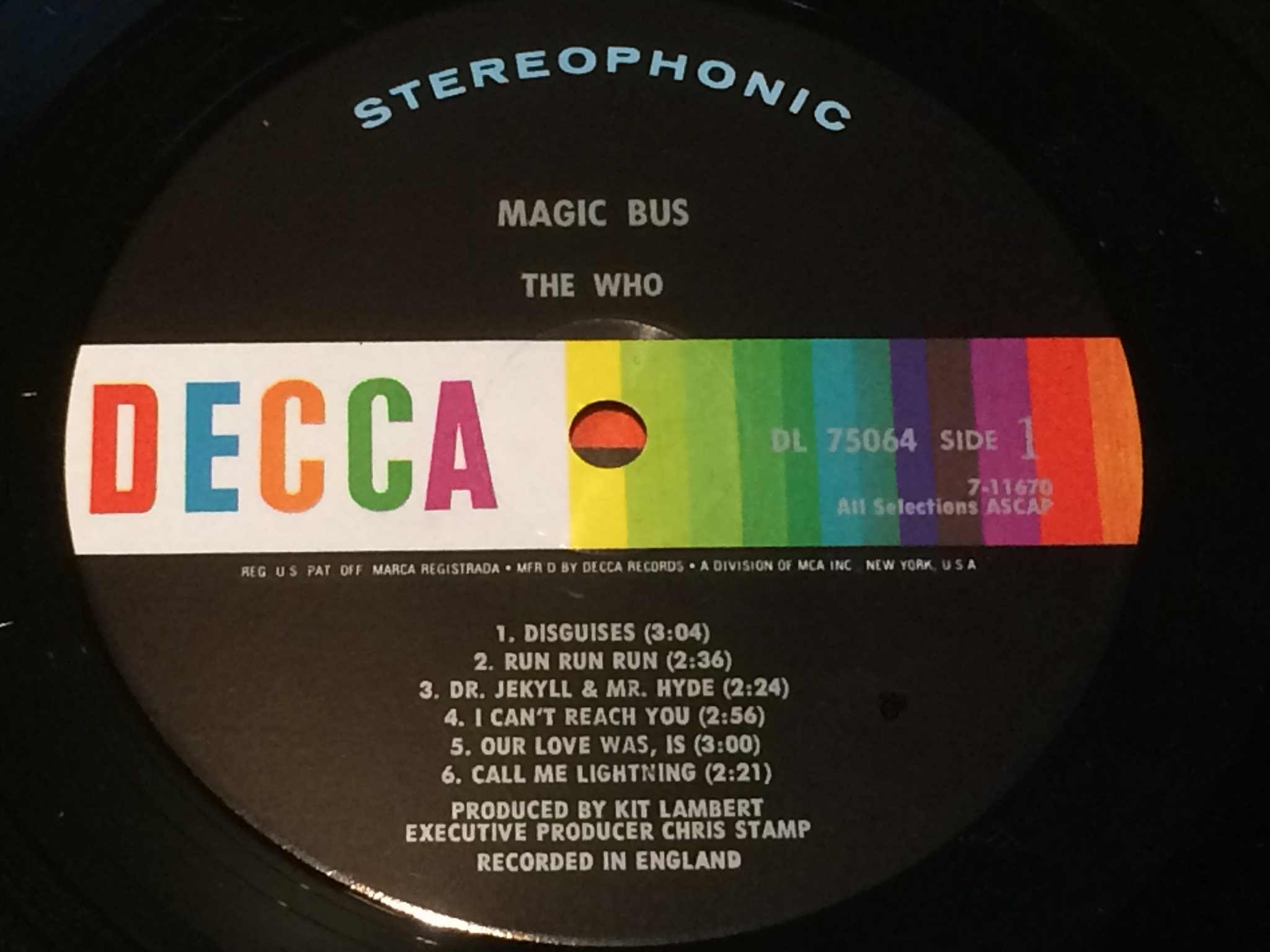 Omslagsbild för skivan THE WHO magic bus LP US DECCA DL 75064 psych
