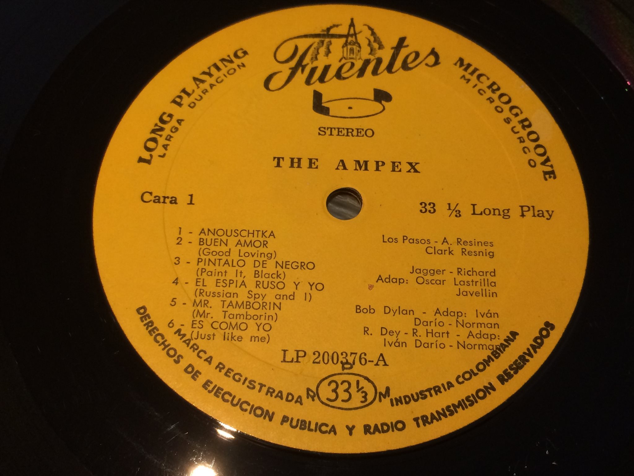 Omslagsbild för skivan AMPEX s/t LP -60s Colombia FUENTES stereo 200376 garage RARE!