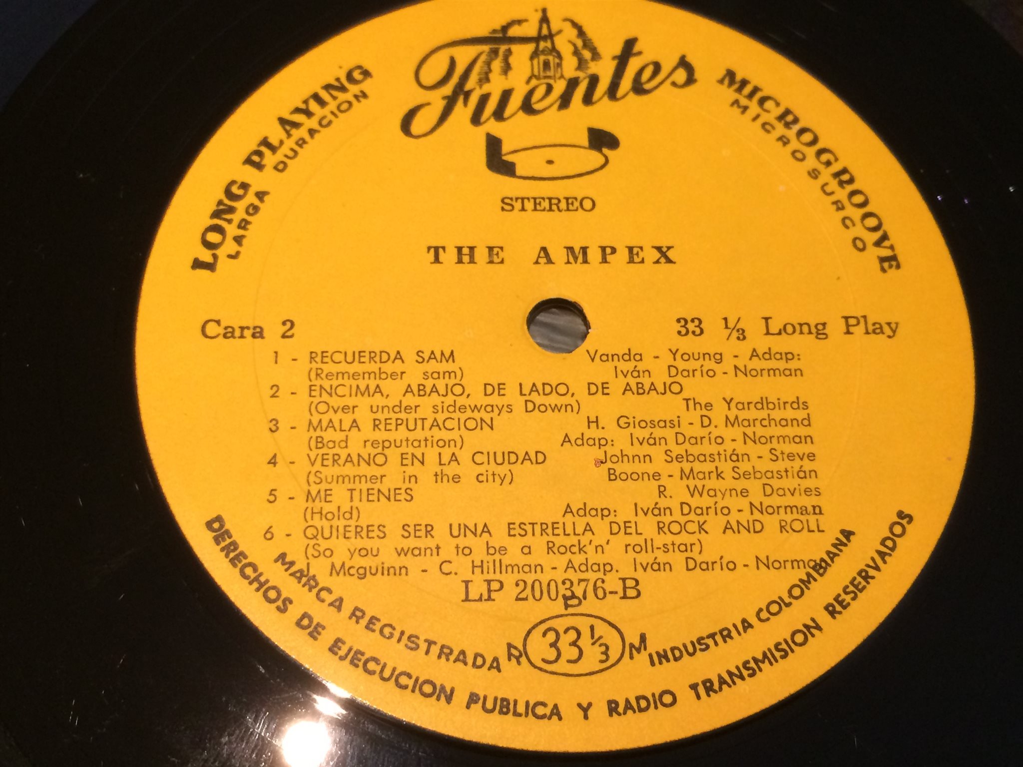 Omslagsbild för skivan AMPEX s/t LP -60s Colombia FUENTES stereo 200376 garage RARE!