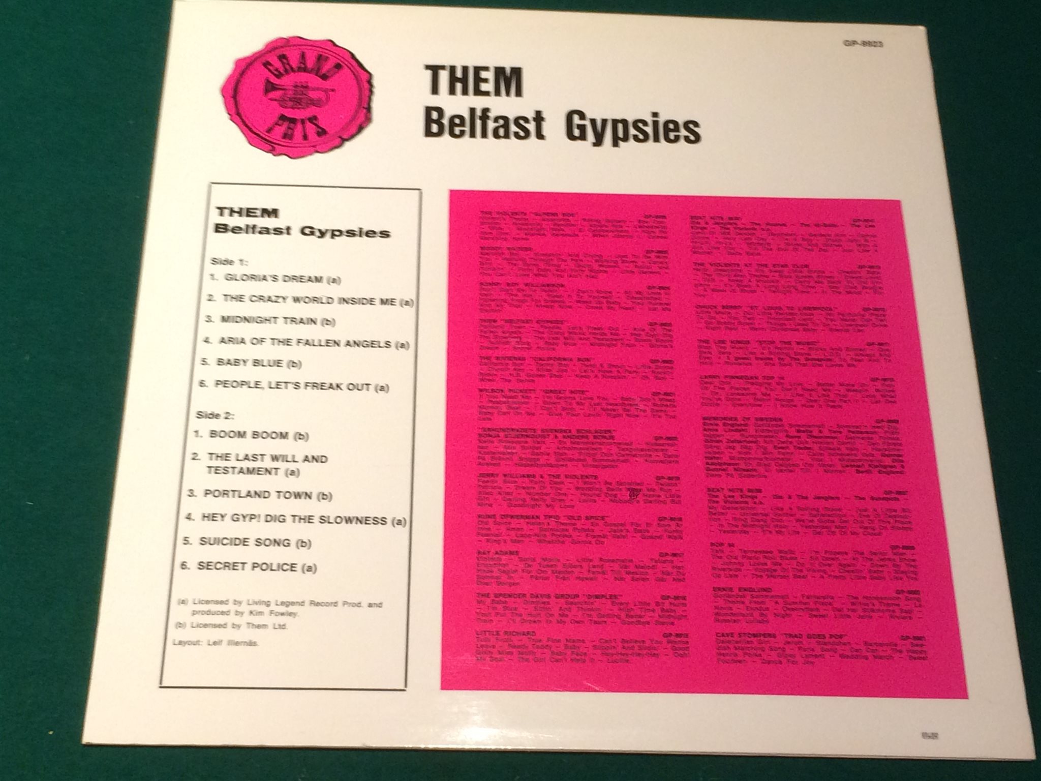 Omslagsbild för skivan THEM Belfast gypsies LP -67 Sweden SONET GP 9923