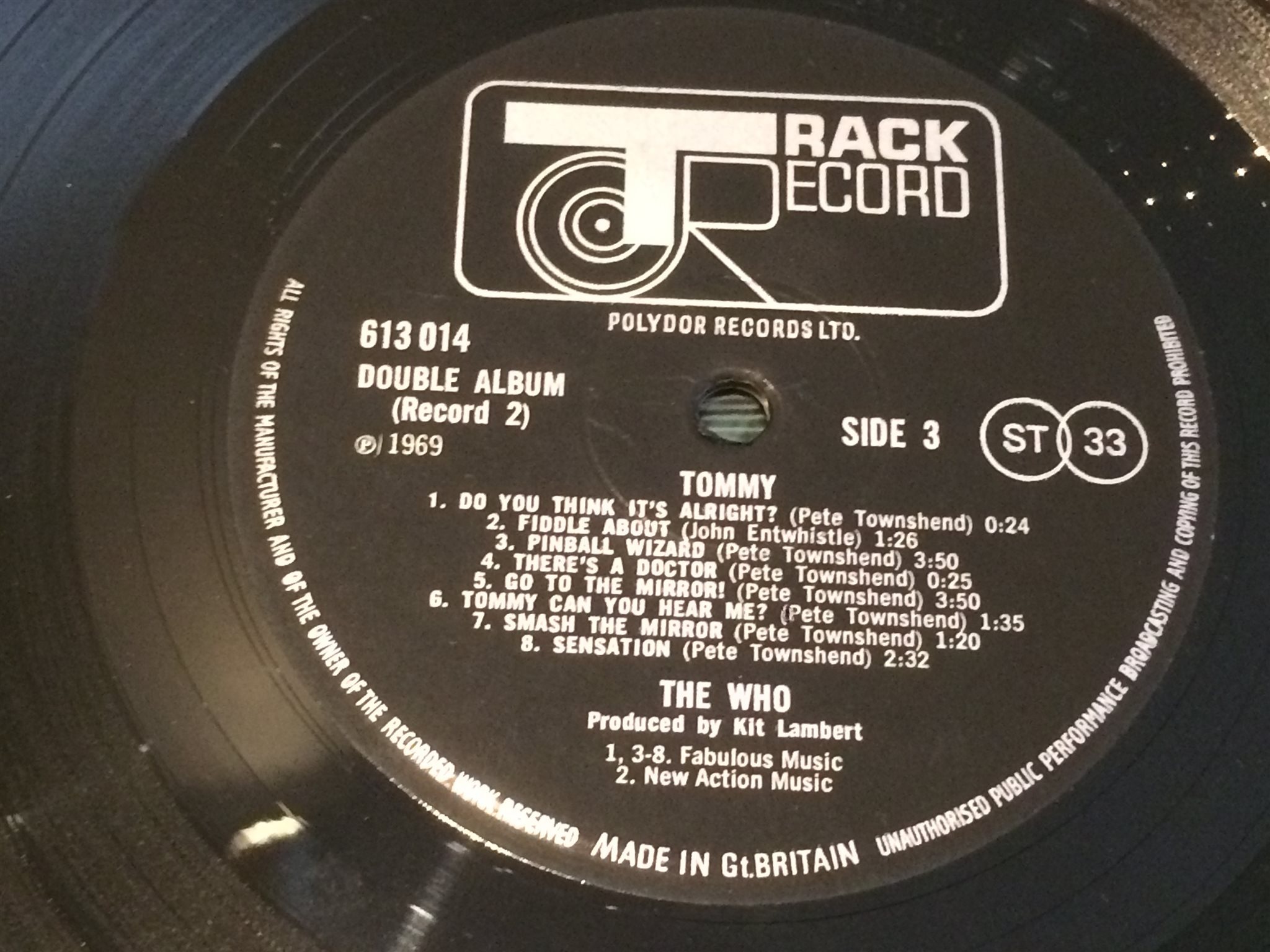 Omslagsbild för skivan THE WHO Tommy 2xLP -69 UK TRACK 613013/4 #22298 M-