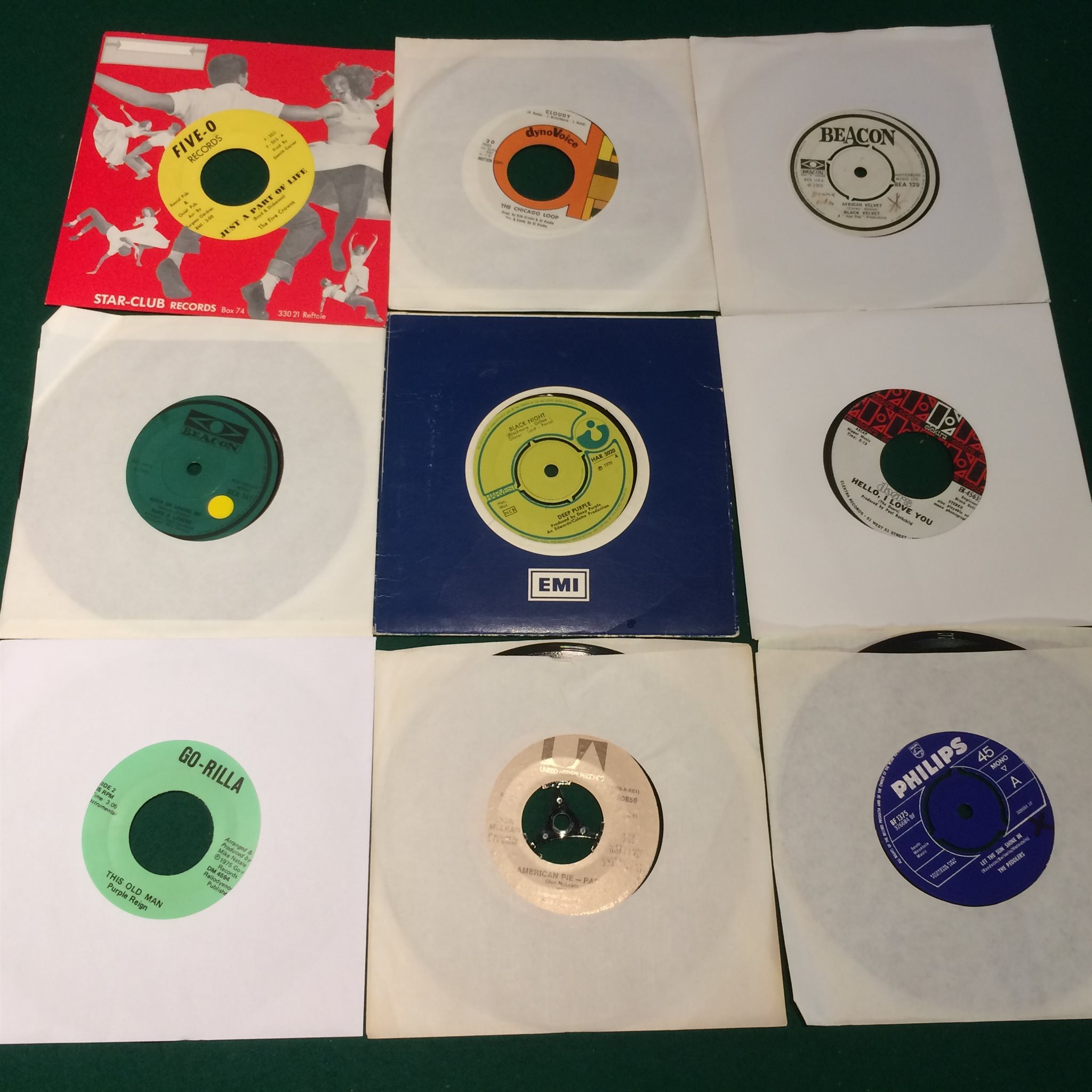 Omslagsbild för skivan 45 singlar Rock psych pop MOON PEOPLE Bob Dylan ROLLING STONES Elvis osv.