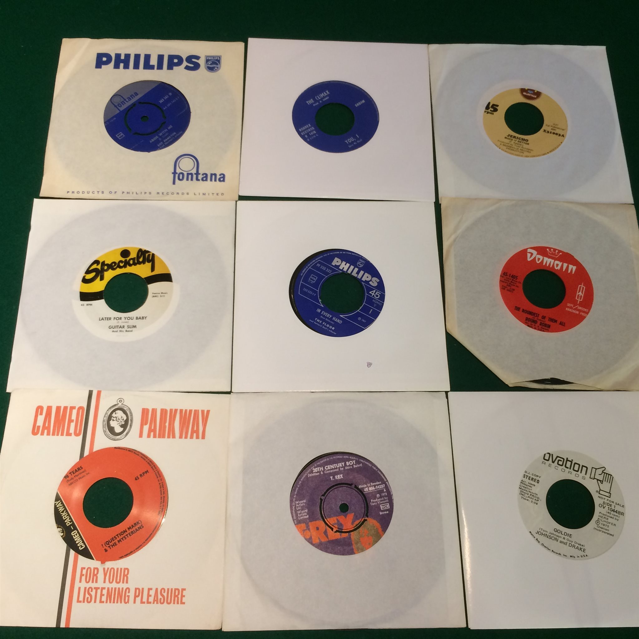 Omslagsbild för skivan 45 singlar Rock psych pop MOON PEOPLE Bob Dylan ROLLING STONES Elvis osv.