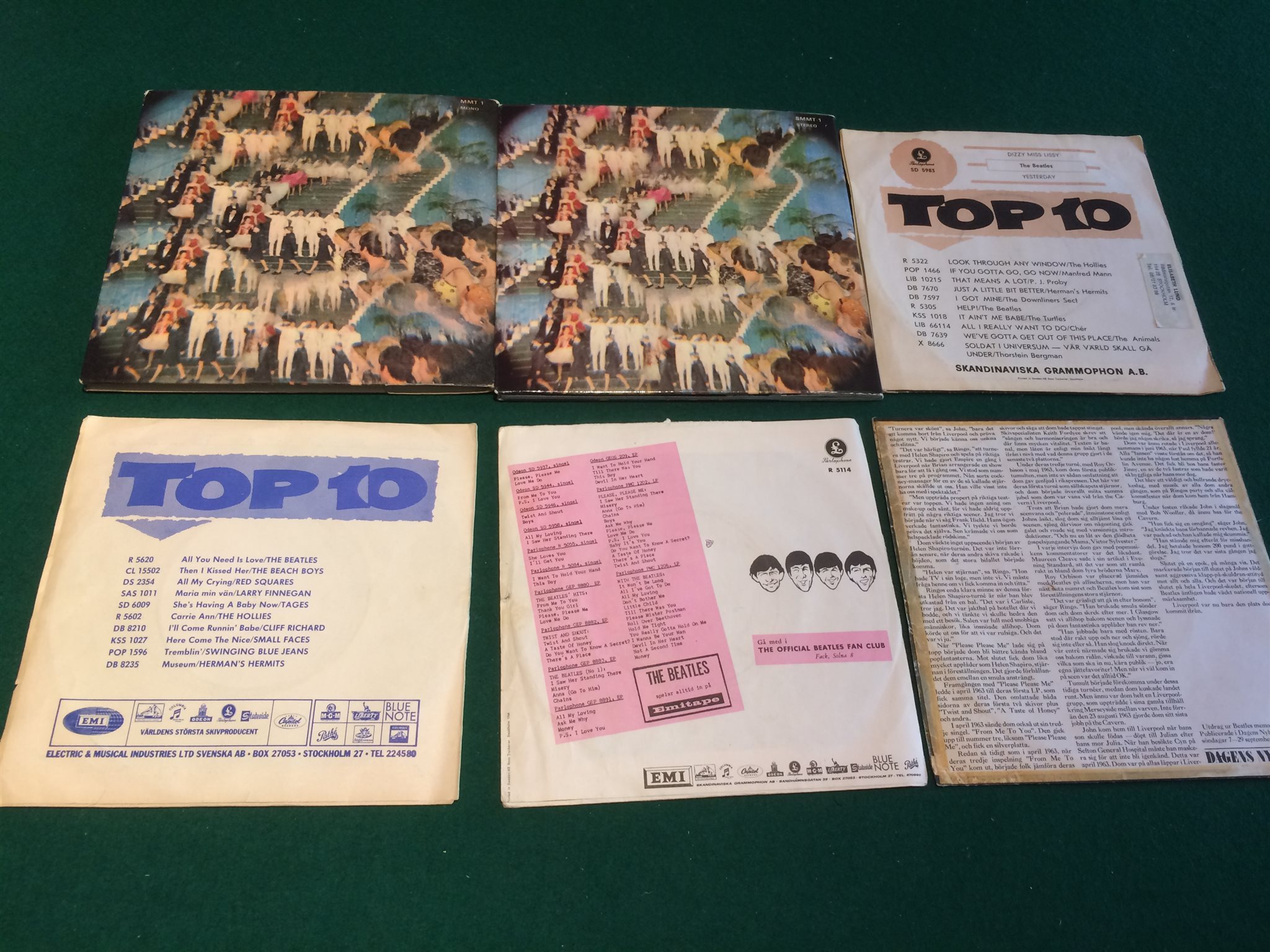 Omslagsbild för skivan 6 st Beatles EP / singlar DN COVER 