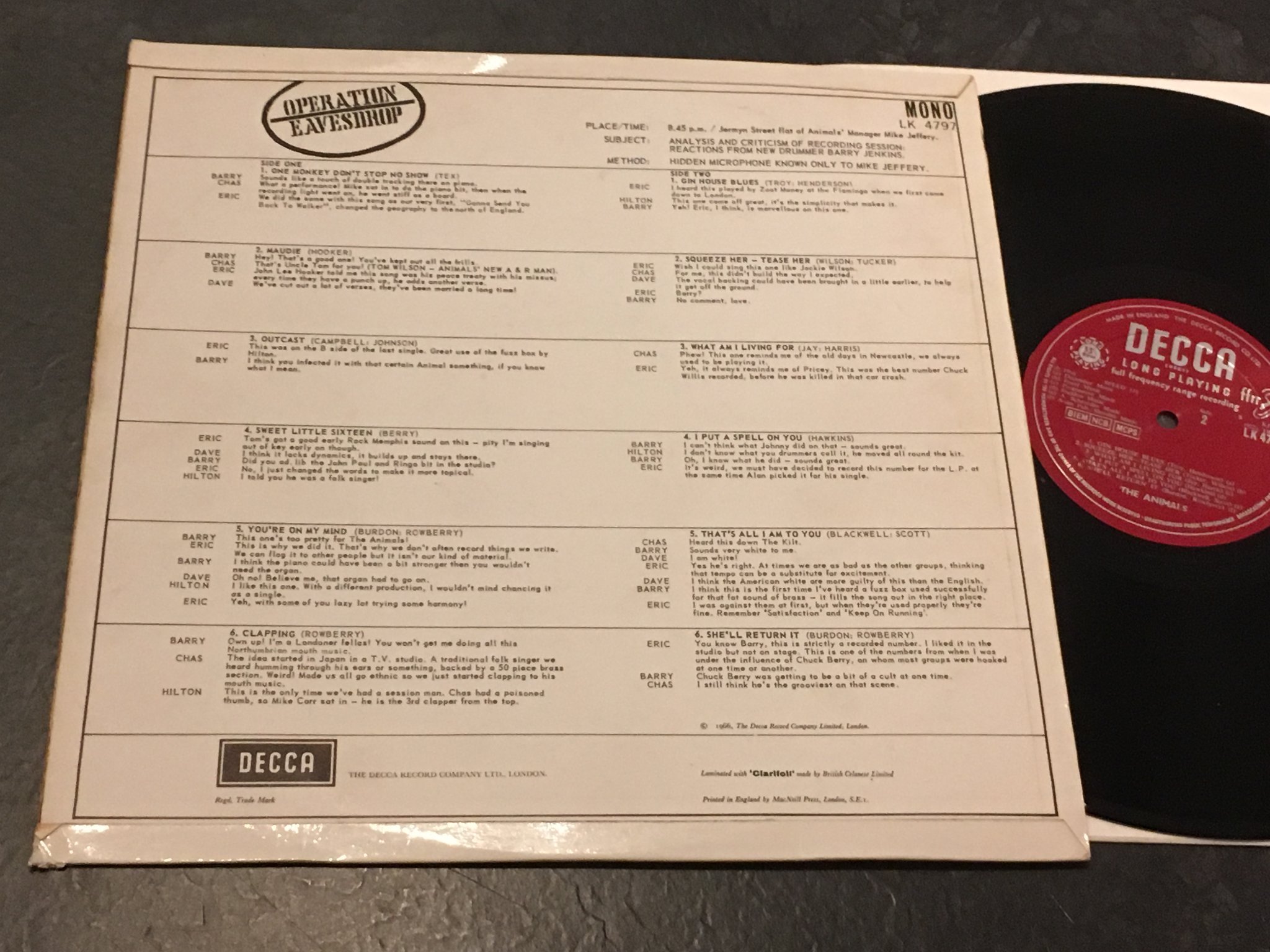 Omslagsbild för skivan THE ANIMALS animalism LP -66 UK DECCA LK 4797 