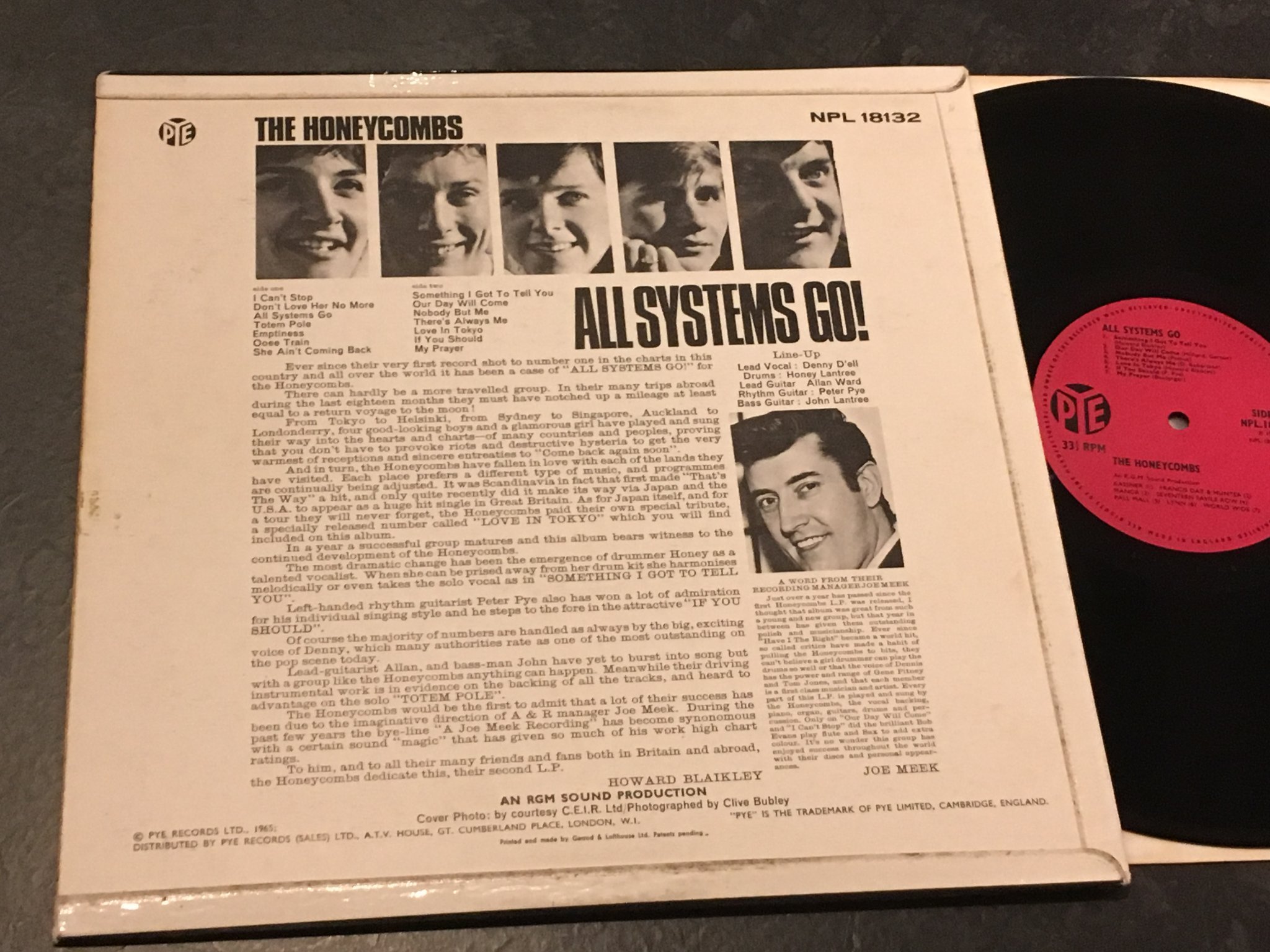 Omslagsbild för skivan THE HONEYCOMBS all systems go LP -65 UK PYE NPL 18132 very rare!
