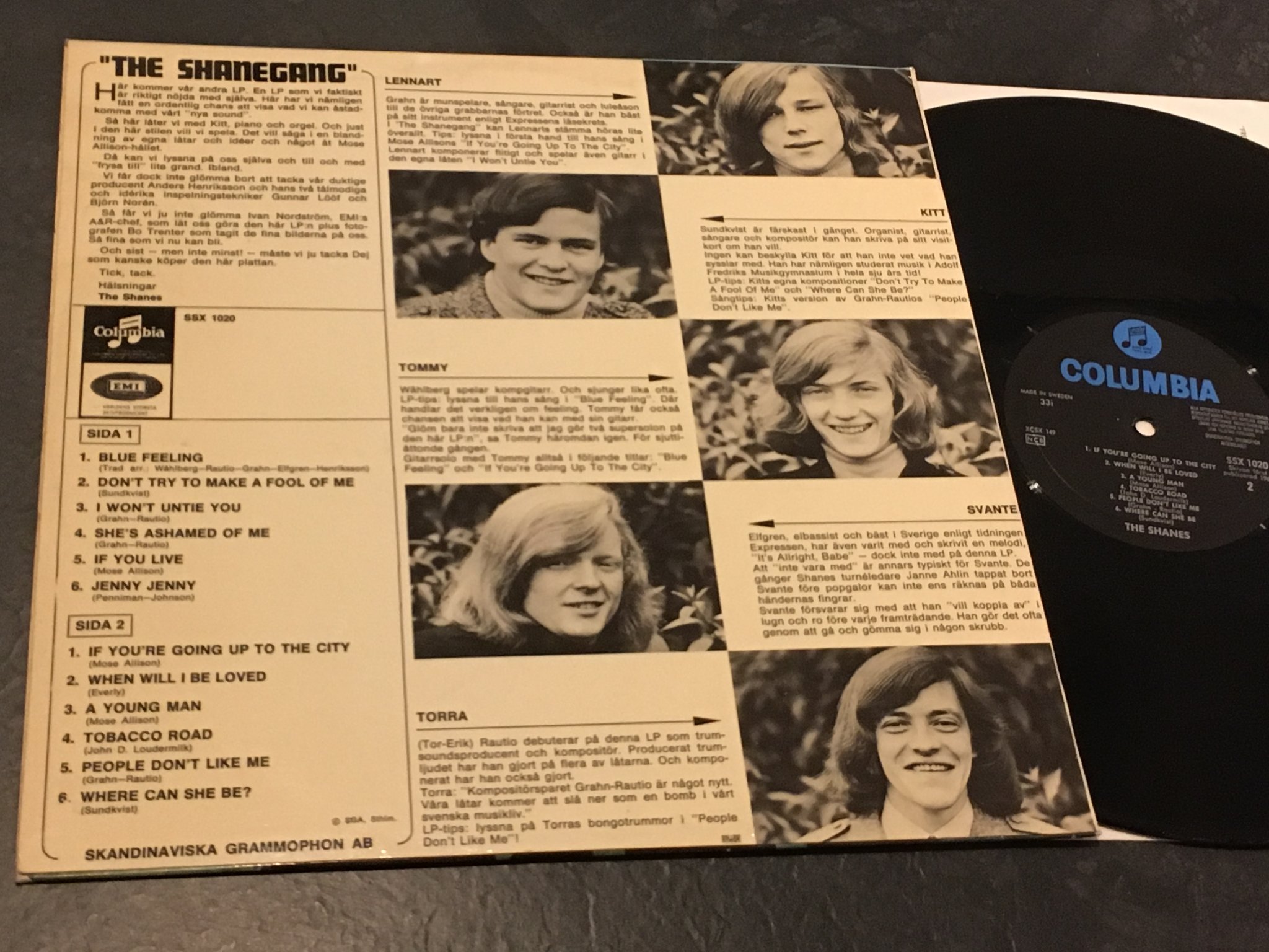 Omslagsbild för skivan THE SHANES the shanegang LP -65 Swe COLUMBIA SSX 1020