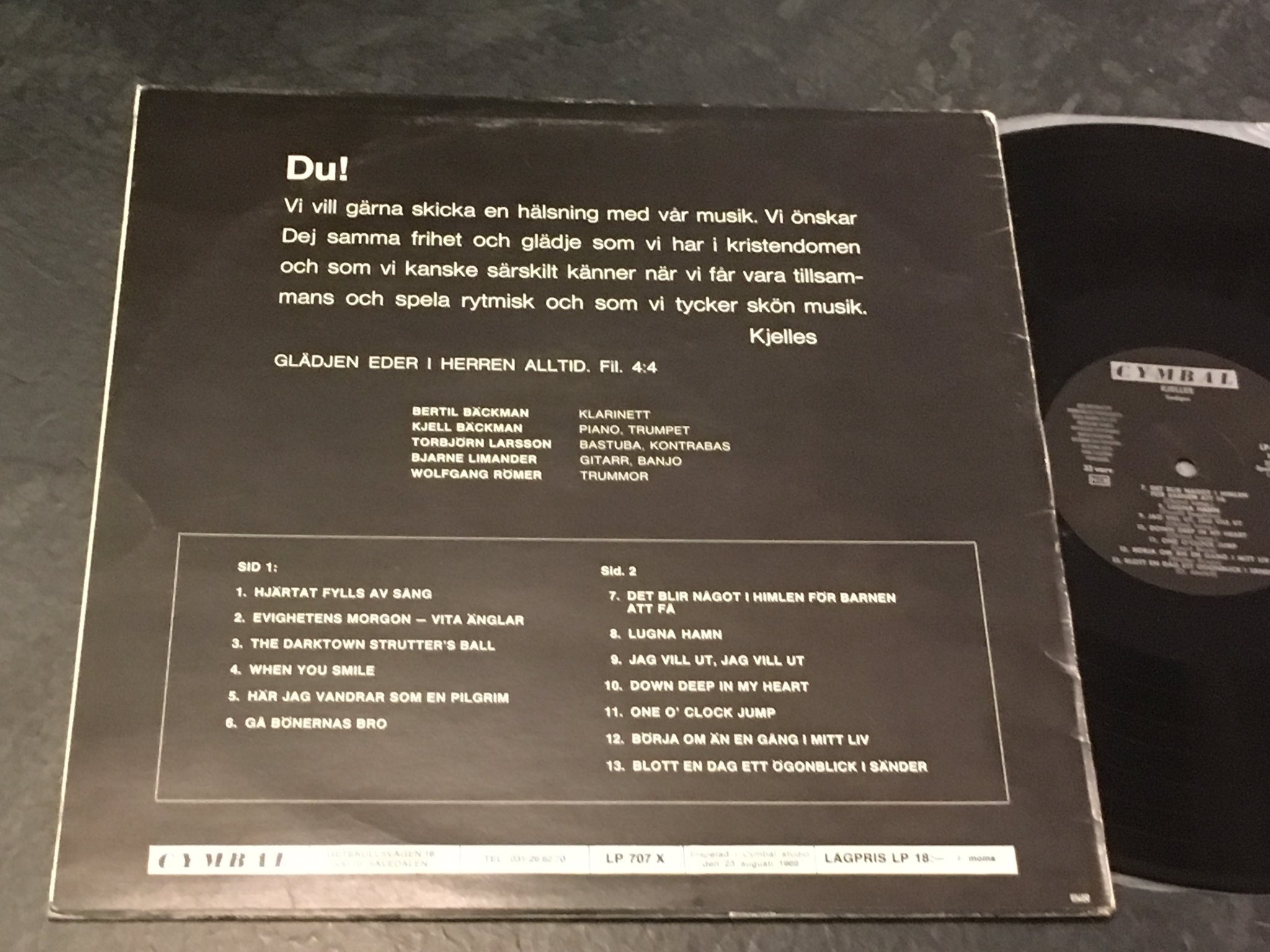 Omslagsbild för skivan KJELLES smögen LP -69 Swe CYMBAL LP 707 X