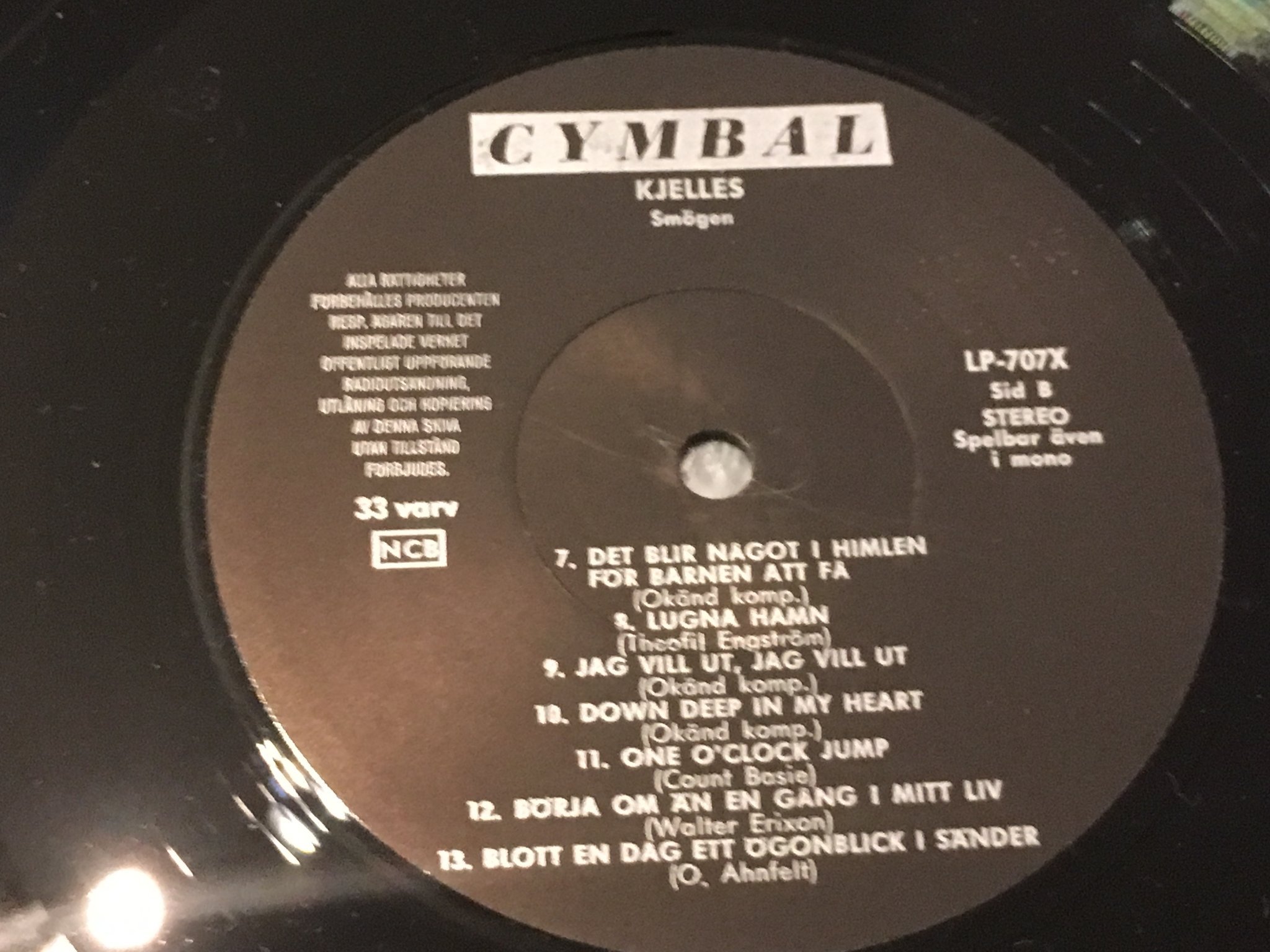 Omslagsbild för skivan KJELLES smögen LP -69 Swe CYMBAL LP 707 X