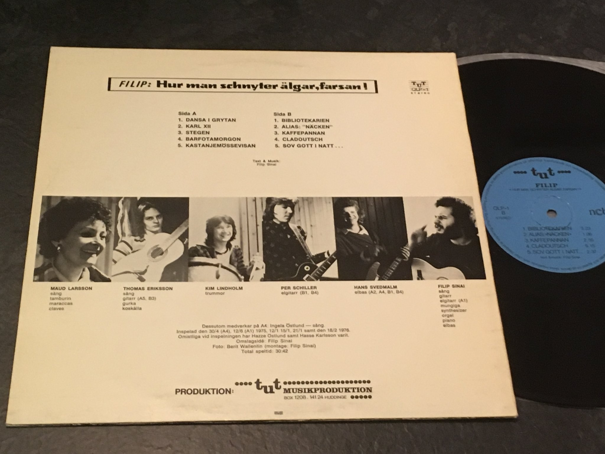 Omslagsbild för skivan FILIP hur man schnyter älgar, farsan! LP -76 TUT QLP-1 tidig ORUP 