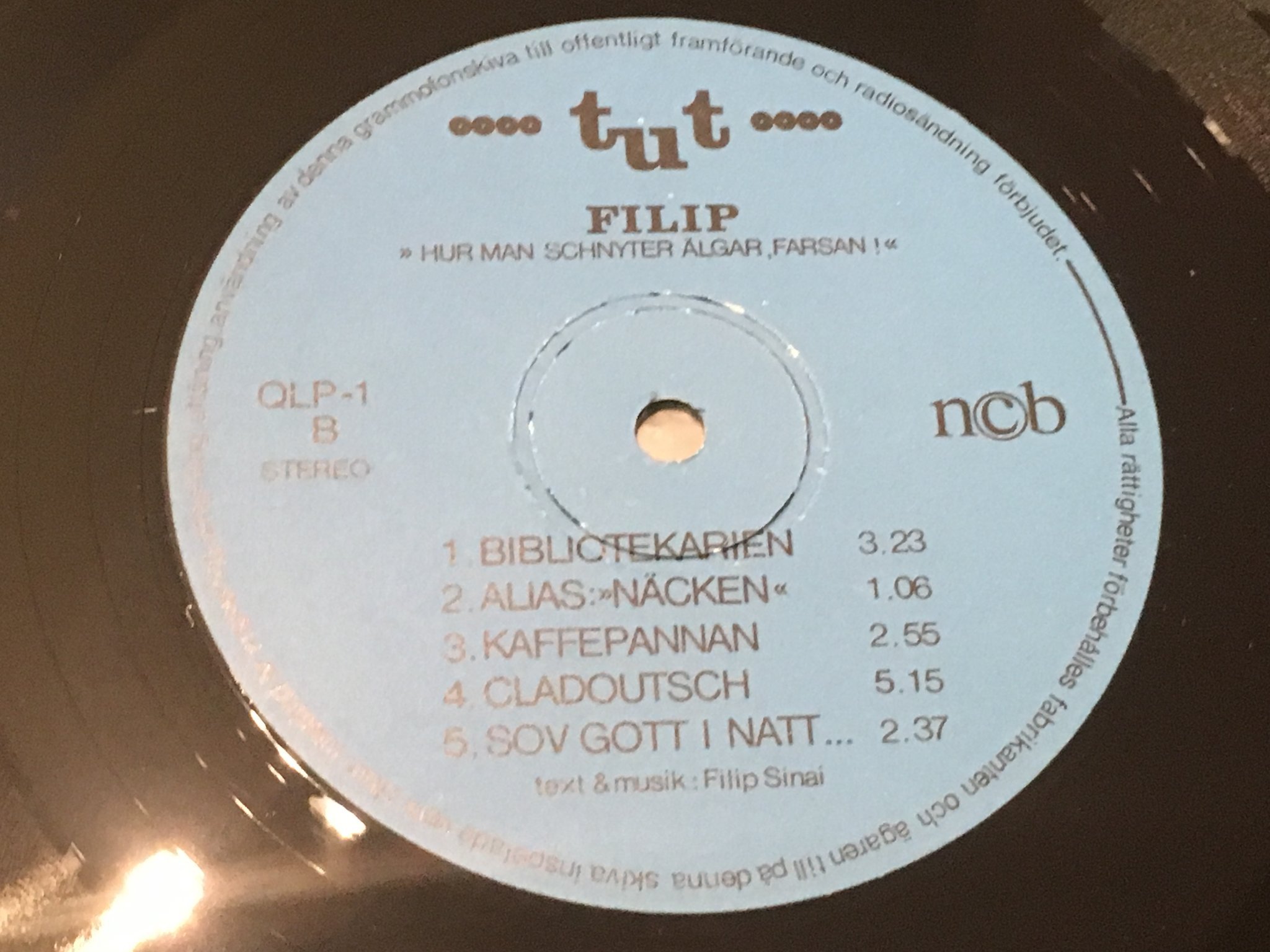 Omslagsbild för skivan FILIP hur man schnyter älgar, farsan! LP -76 TUT QLP-1 tidig ORUP 