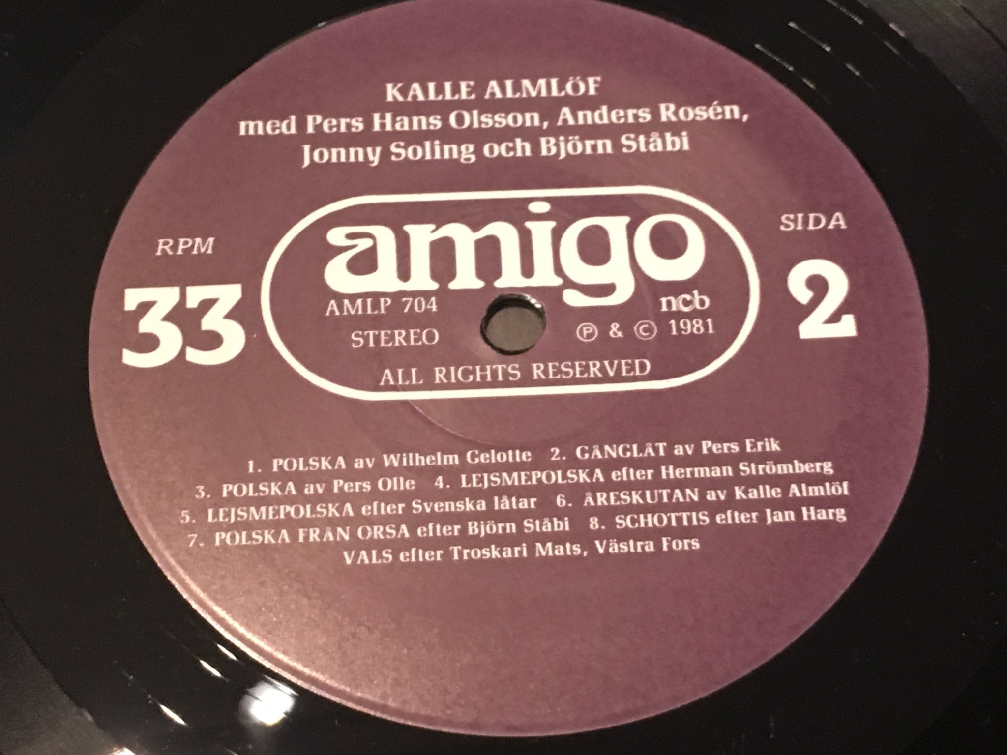 Omslagsbild för skivan KALLE ALMLÖF s/t LP -81 AMIGO AMLP 704