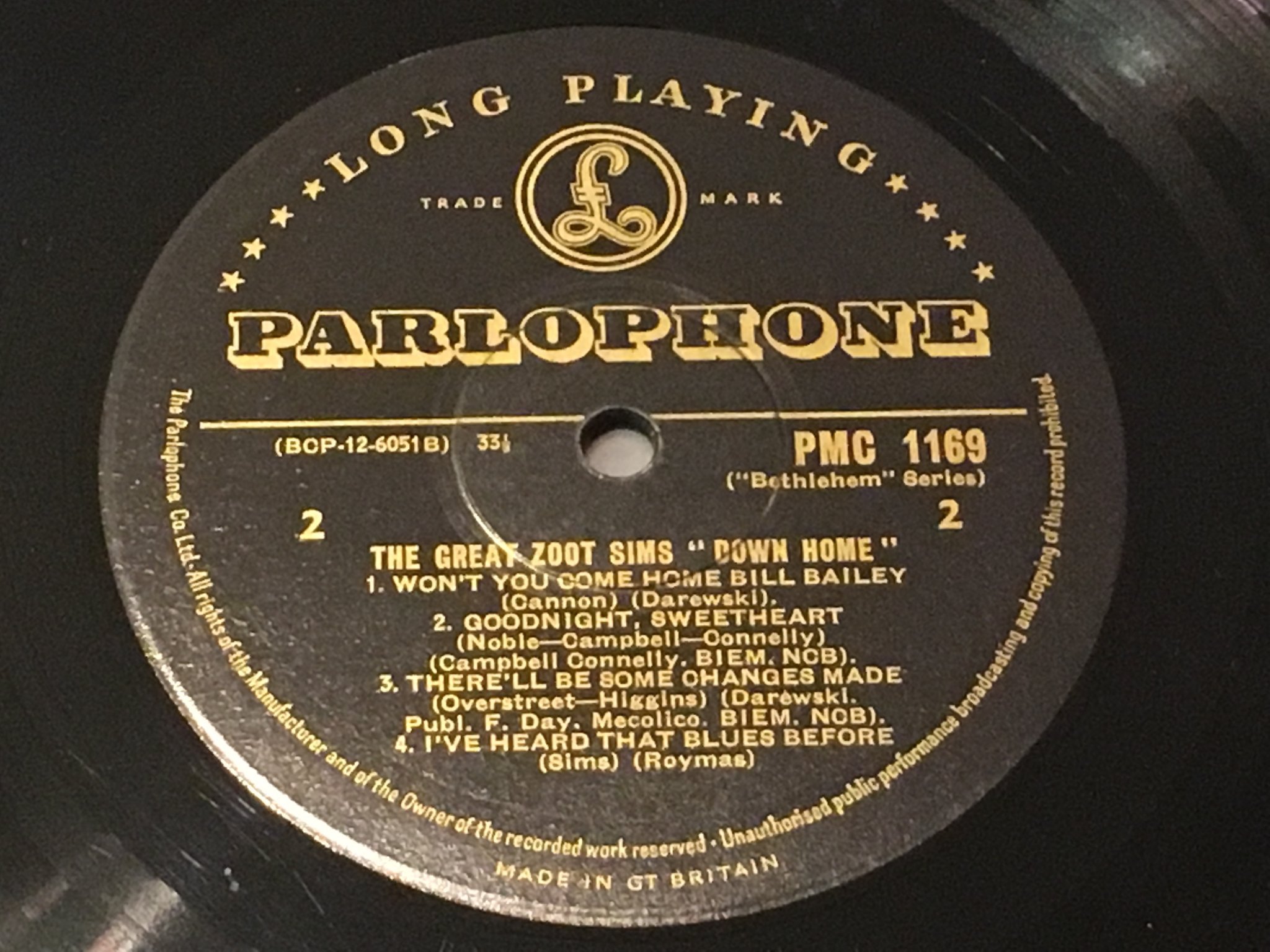 Omslagsbild för skivan ZOOT SIMS down home LP -61 UK PARLOPHONE PMC 1169 rare!