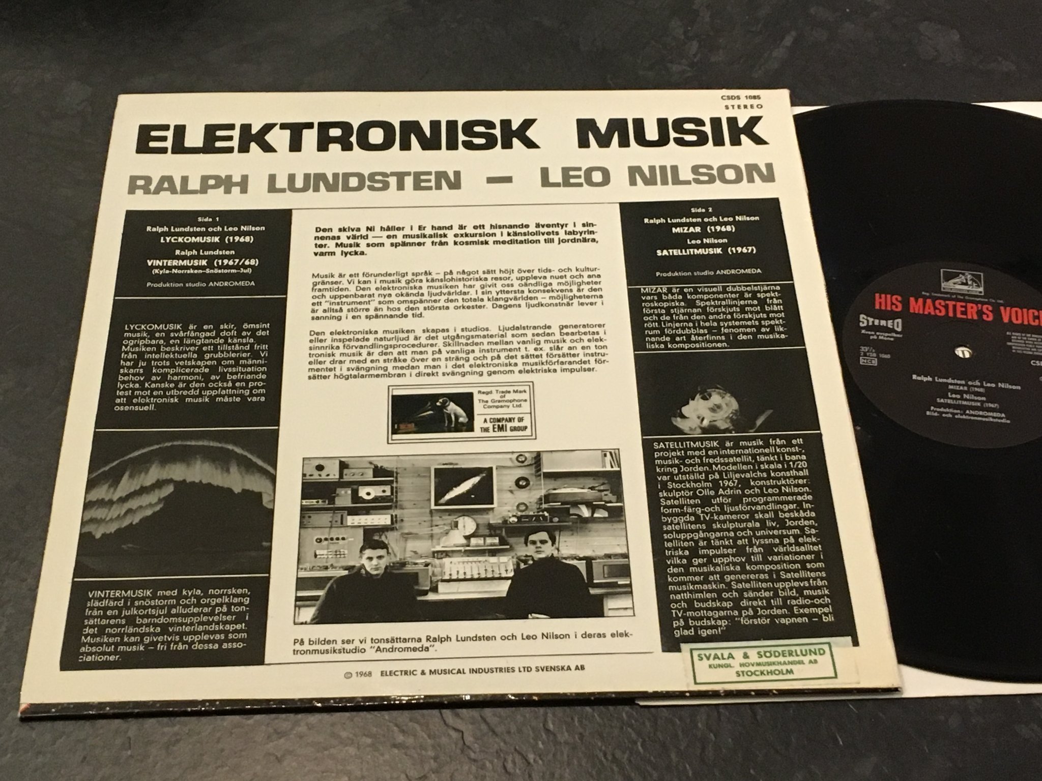 Omslagsbild för skivan RALPH LUNDSTEN / LEO NILSON elektronisk musik LP -68 Swe HMV CSDS 1085 