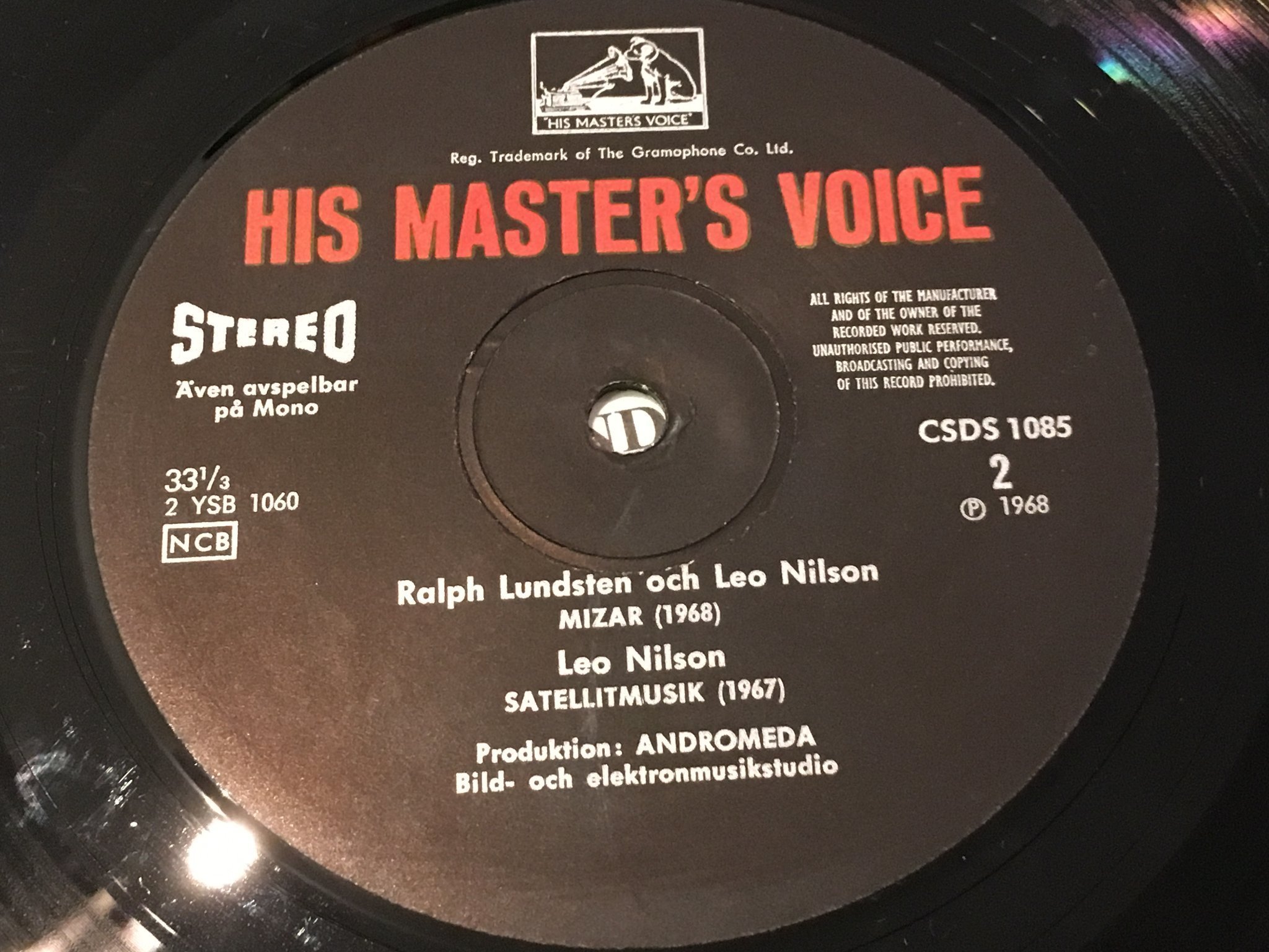 Omslagsbild för skivan RALPH LUNDSTEN / LEO NILSON elektronisk musik LP -68 Swe HMV CSDS 1085 