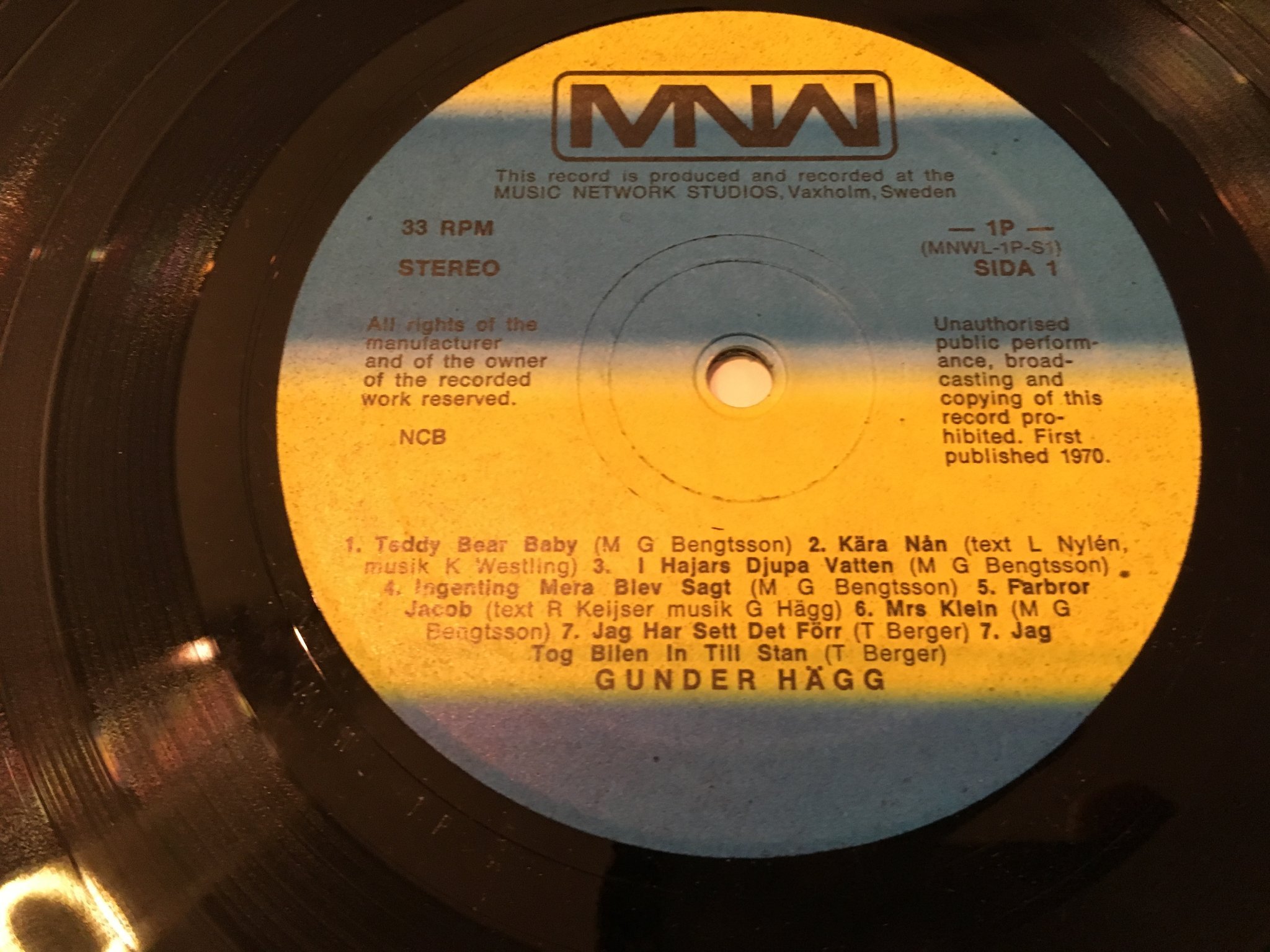 Omslagsbild för skivan GUNDER HÄGG tigerkaka LP -69/7? Swe MNW MNW-1P progg w/ lyric sheet