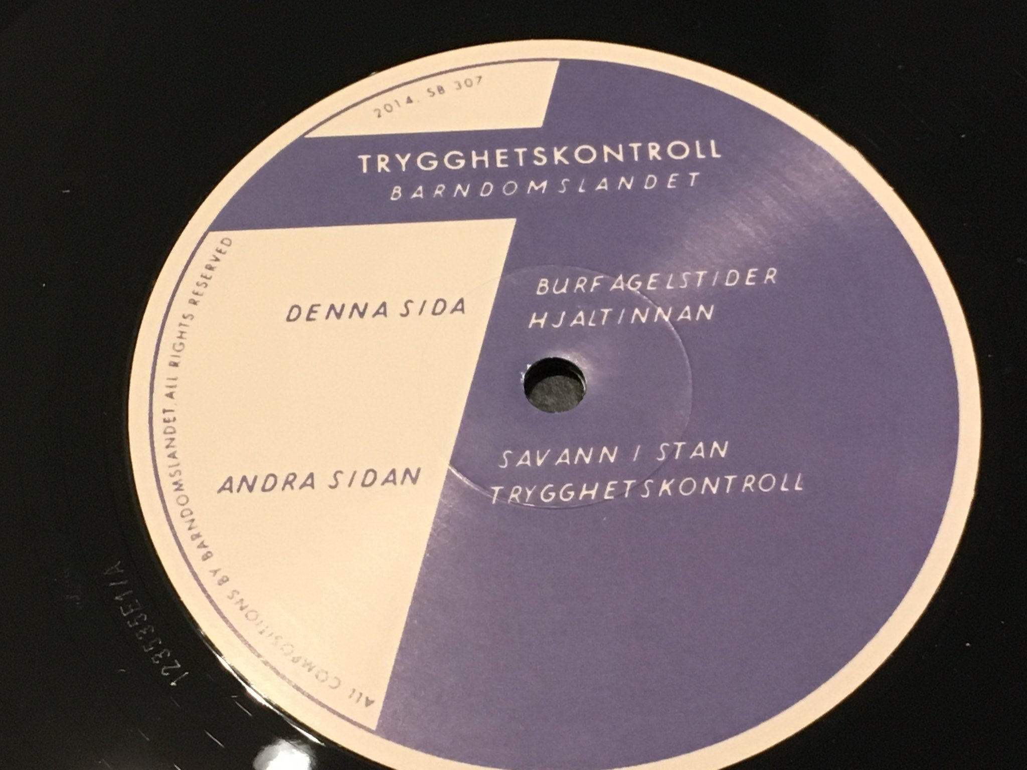 Omslagsbild för skivan BARNDOMSLANDET trygghetskontroll LP 2015 Swe SISTA BUSSEN SB307 rare progg