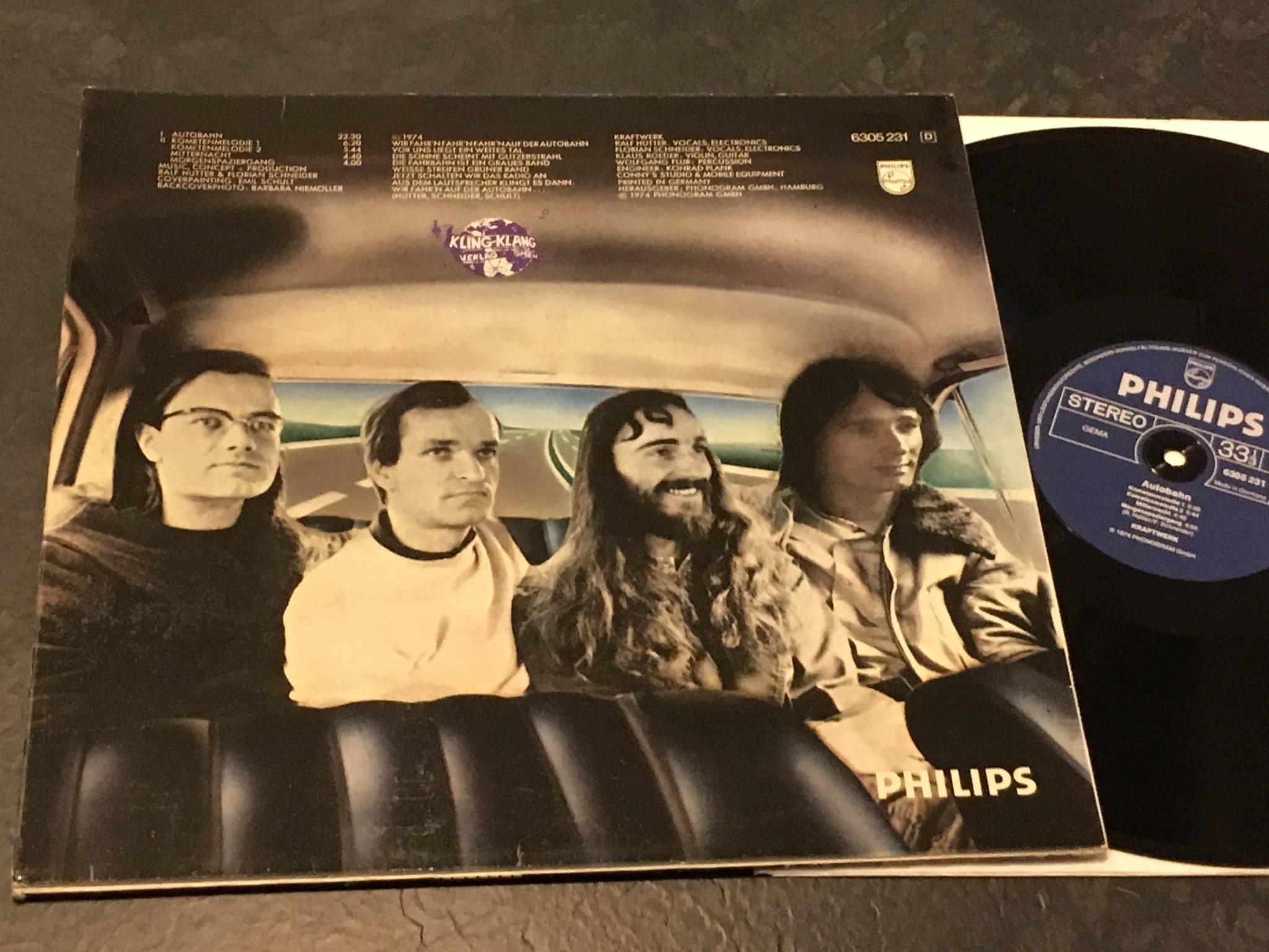 Omslagsbild för skivan KRAFTWERK autobahn LP  Ger PHILIPS 6305231 kraut elektroniskt