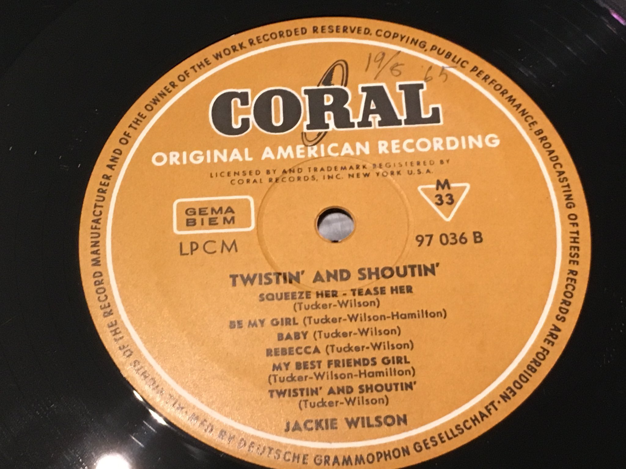 Omslagsbild för skivan JACKIE WILSON twistin and shoutin’ LP -6? Ger CORAL 97036 rare