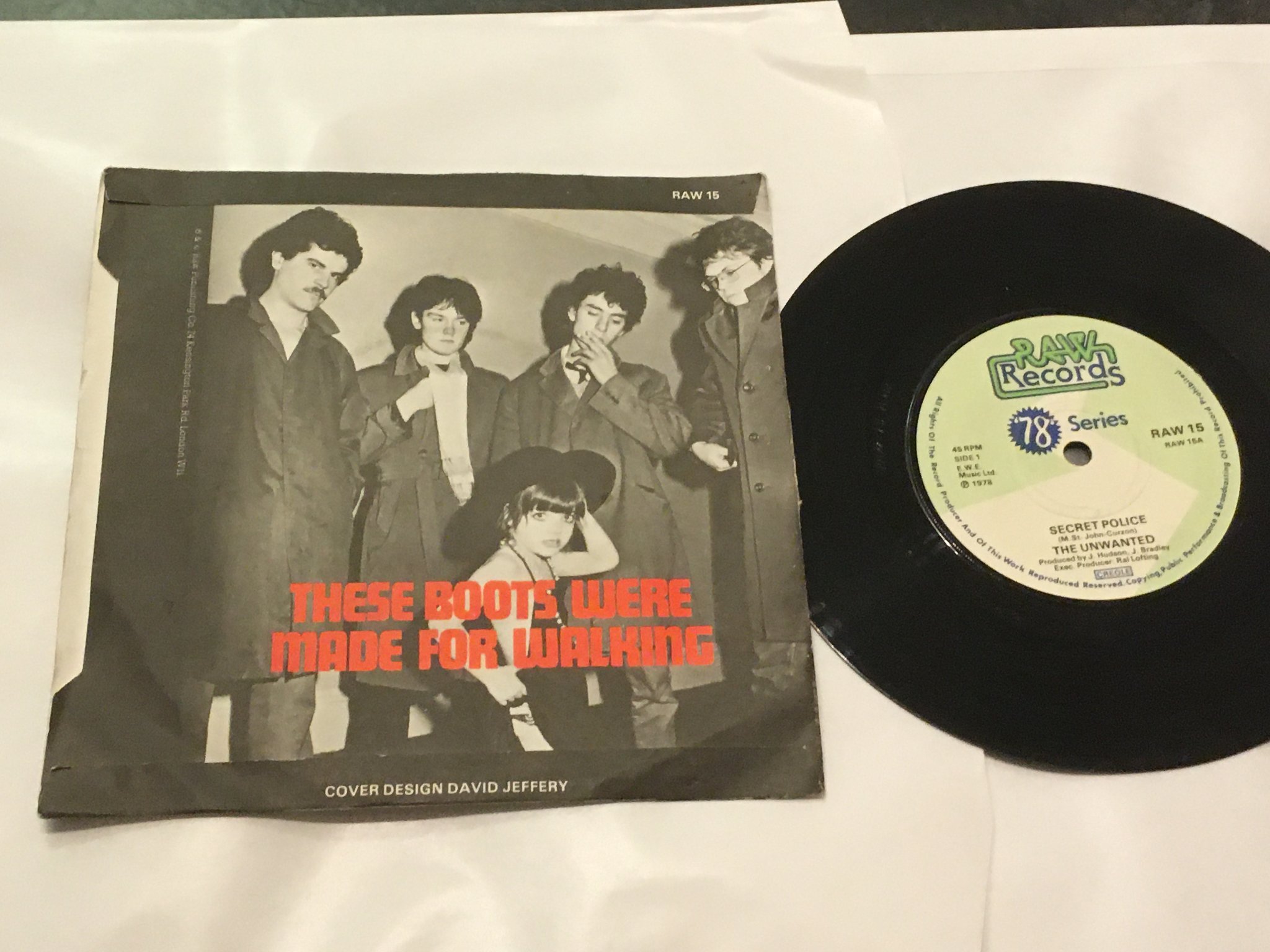 Omslagsbild för skivan THE UNWANTED secret police 7”single -78 UK raw 15  PUNK