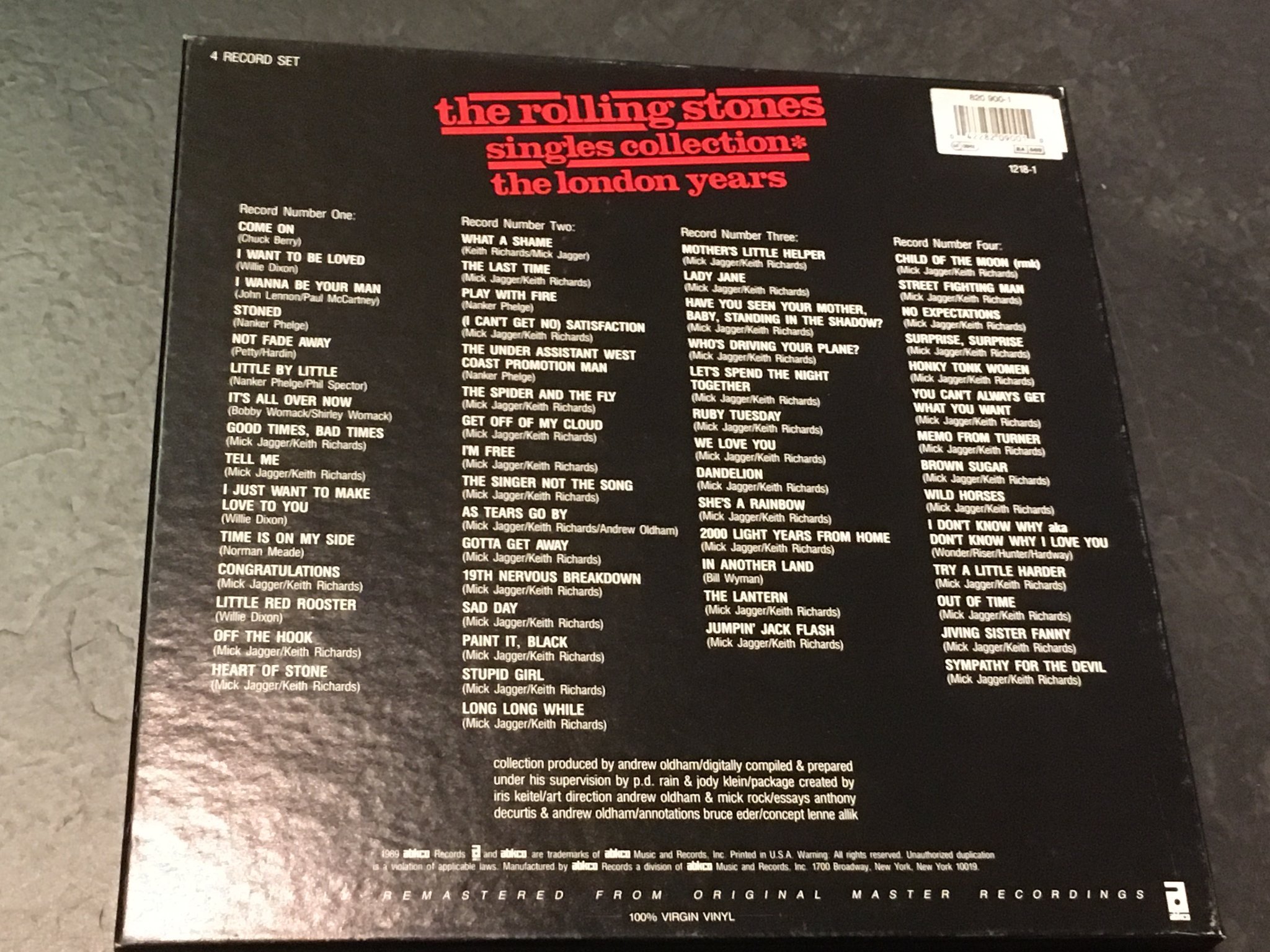 Omslagsbild för skivan ROLLING STONES singles collection 4xLP box -89 ABKCO 820 900-1 