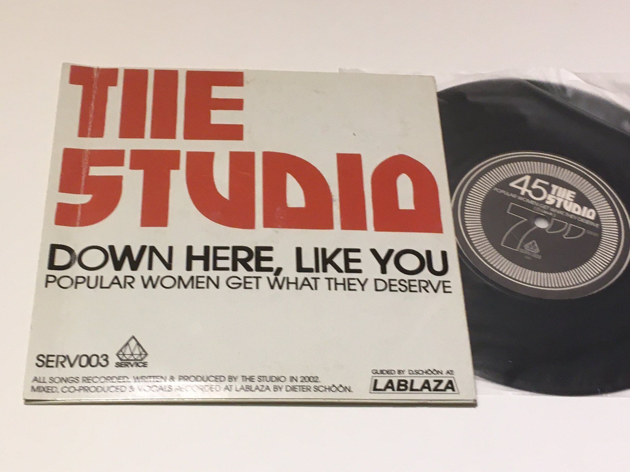 Omslagsbild för skivan THE STUDIO down here, like you 45 2002 Swe SERVICE SERV003 Indie rock RARE!