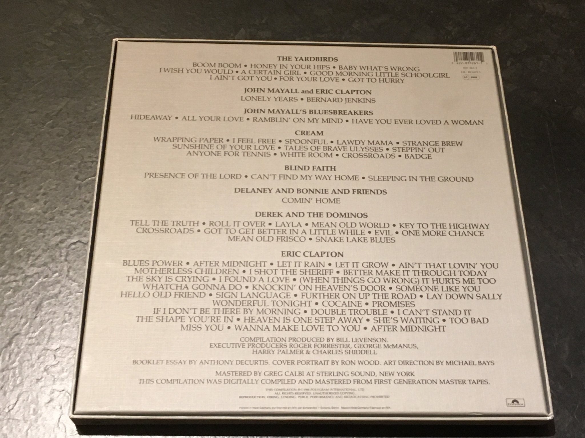 Omslagsbild för skivan ERIC CLAPTON crossroads 6xLP -88 POLYDOR 835 261-1