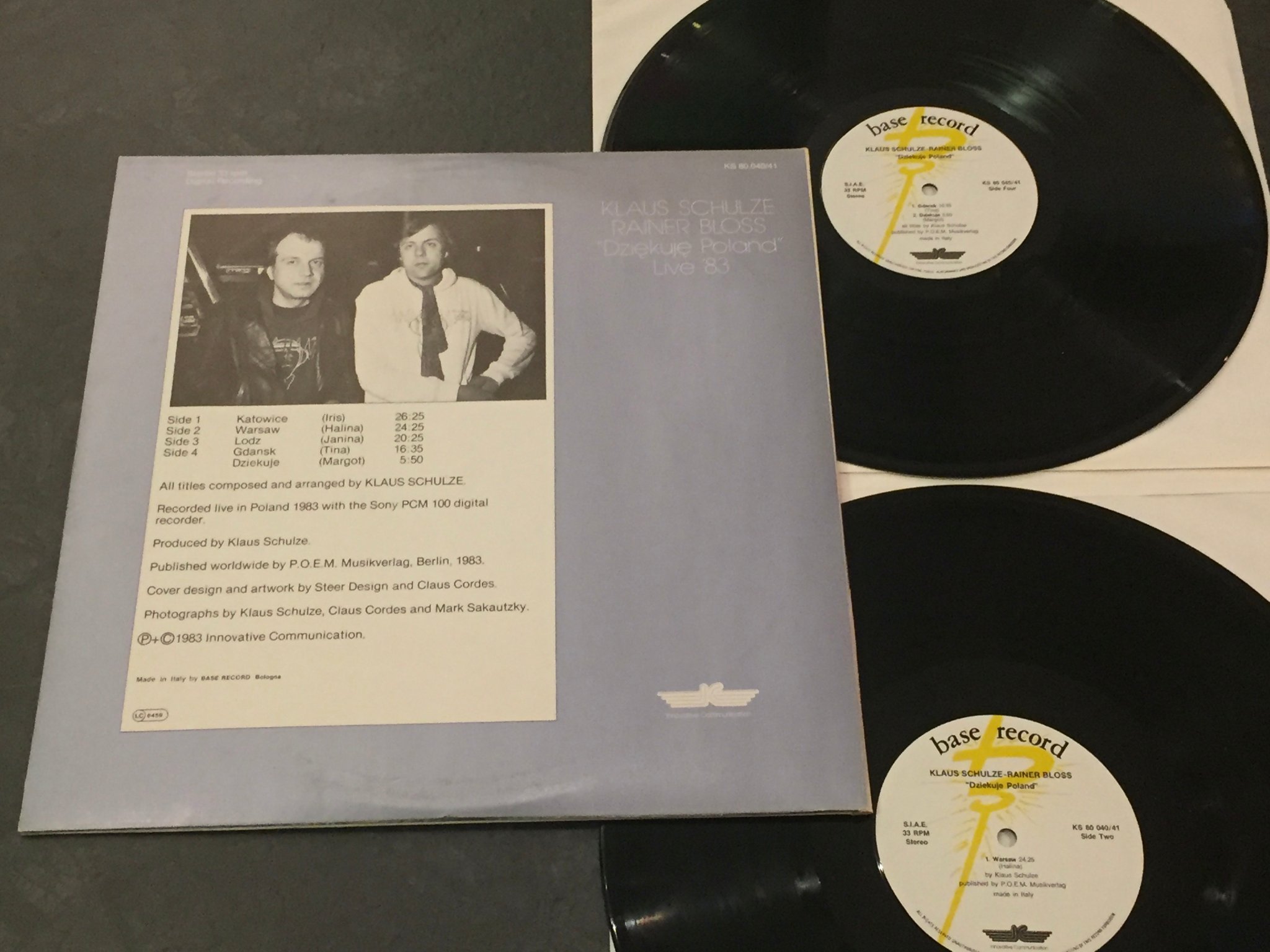 Omslagsbild för skivan KLAUS SCHULZE & RAINER BLOSS live ’83 2xLP -83 Italy BASE KS 80.040/41